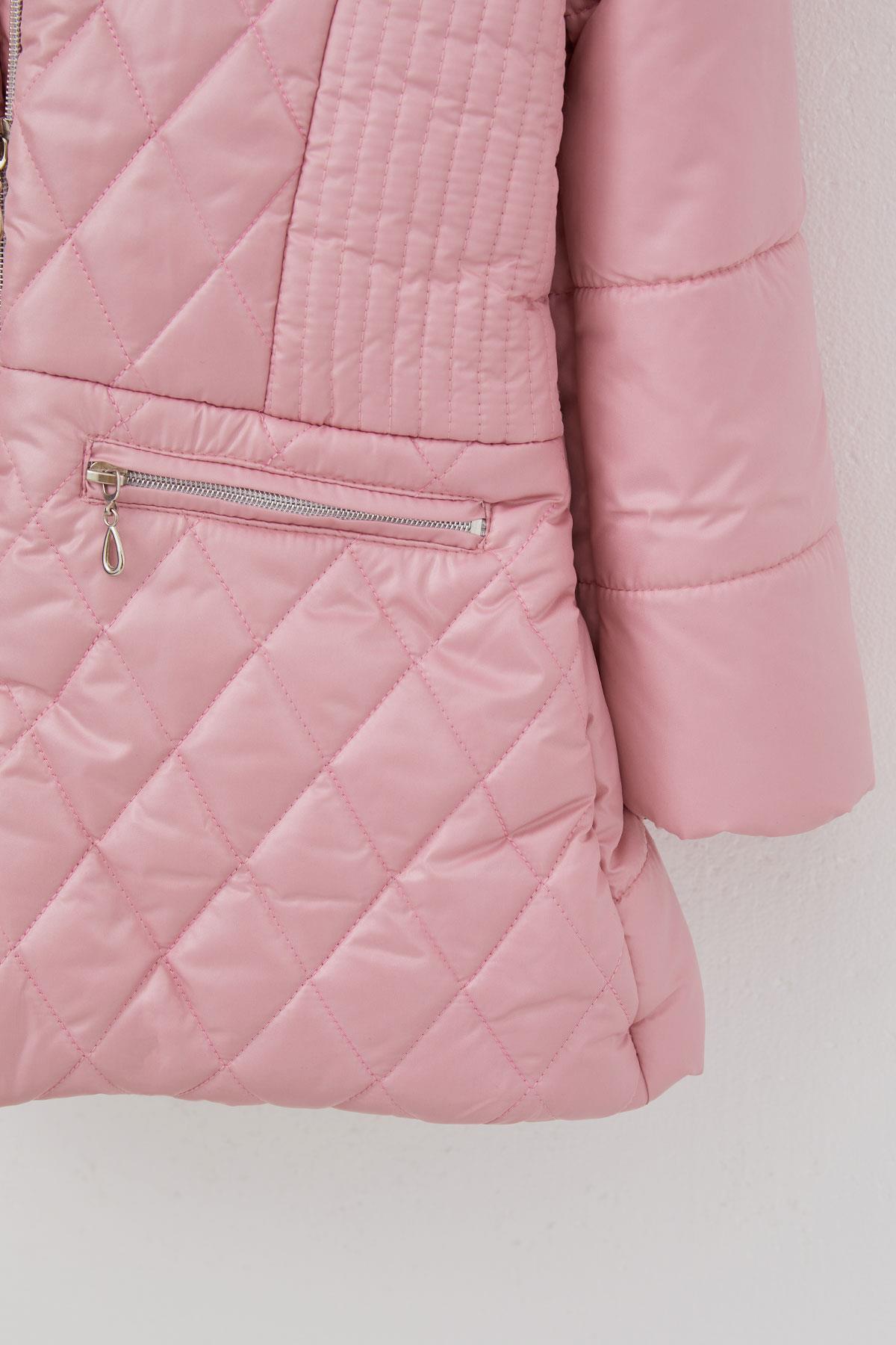 Miss Pallone Kız Çocuk Mont Şapkası Kürklü Cep Kısmı Fermuarlı Pembe (7-10 Yaş)