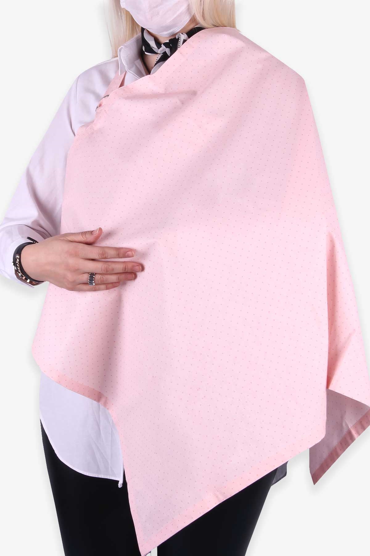 MOMİSHOP Emzirme Önlüğü Puantiyeli Pudra