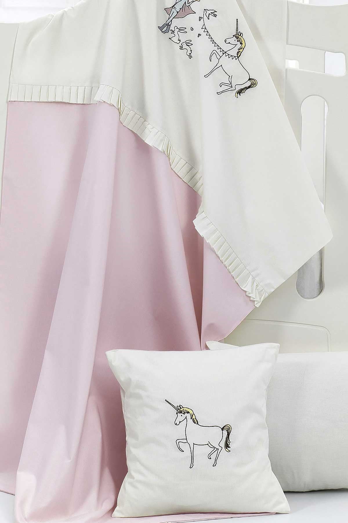 MOMİSHOP Momishop Masal Nevresim Takımı Unicorn Pudra (100 x 145 cm)