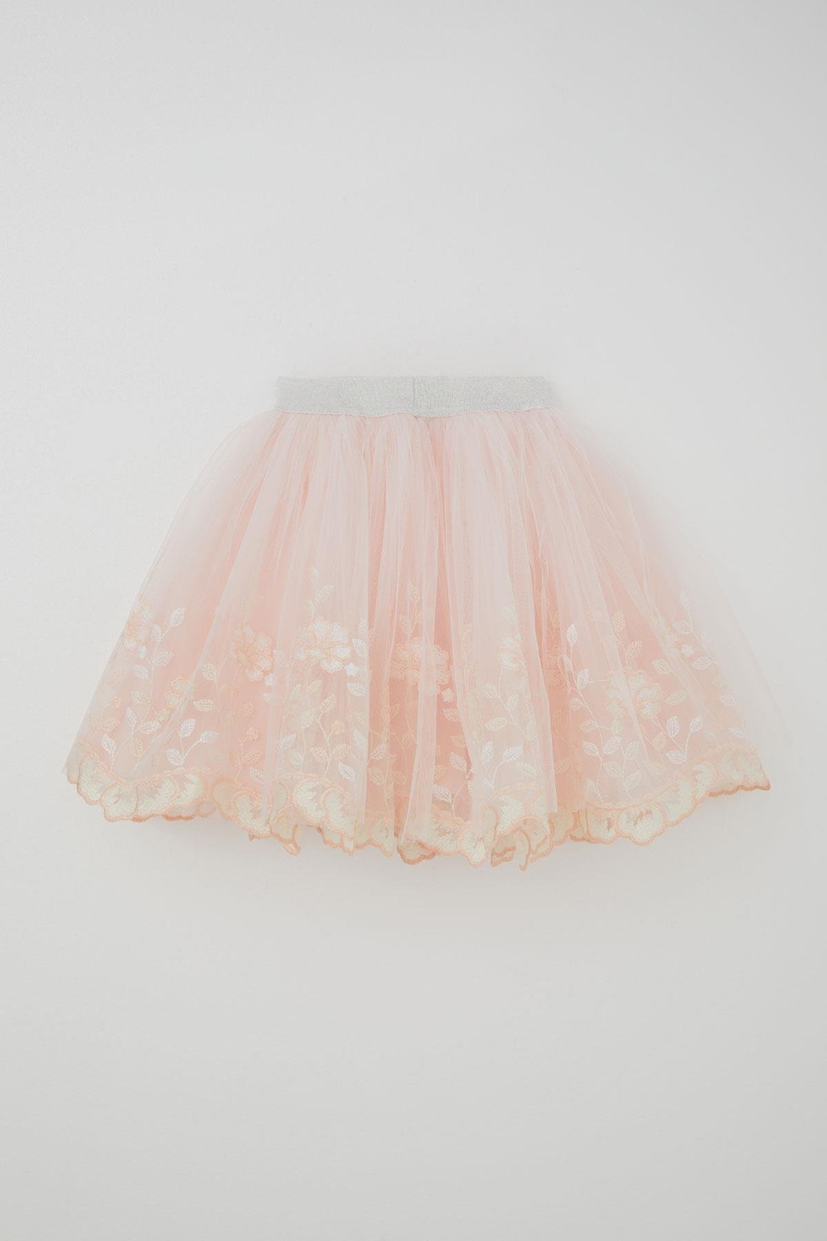 Monita Kız Çocuk Tütü Etek Dantelli Çiçek Rüyası Somon (1.5-9 Yaş)