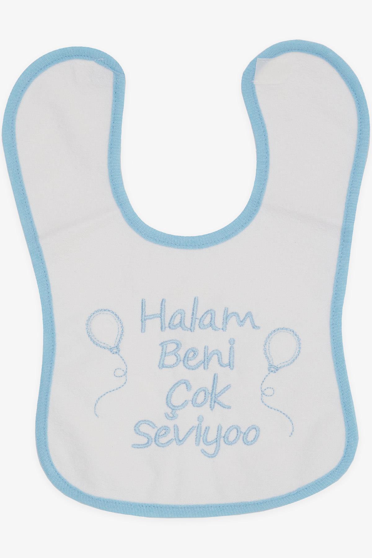 MY BELLA Bebek Mama Önlüğü Nakışlı Yazı Balon Baskılı Beyaz
