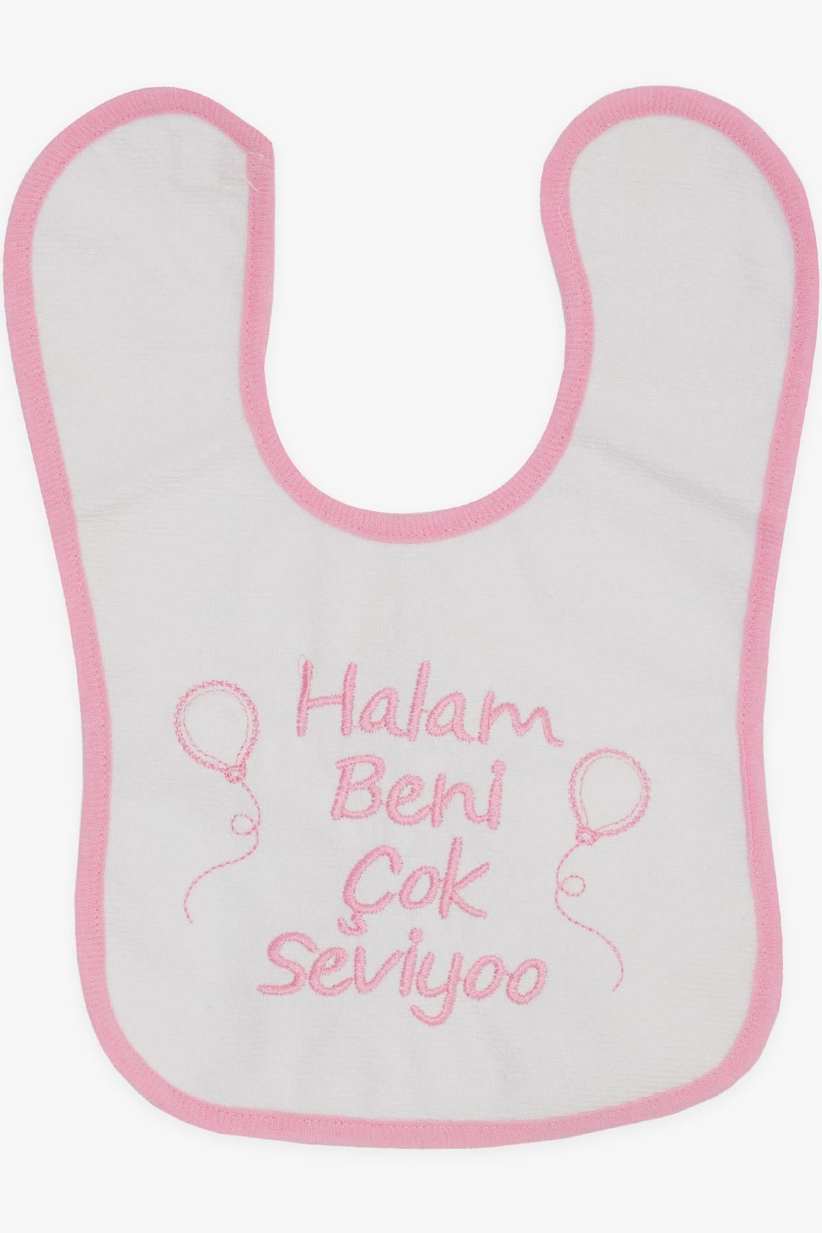 MY BELLA Bebek Mama Önlüğü Nakışlı Yazı Balon Baskılı Beyaz