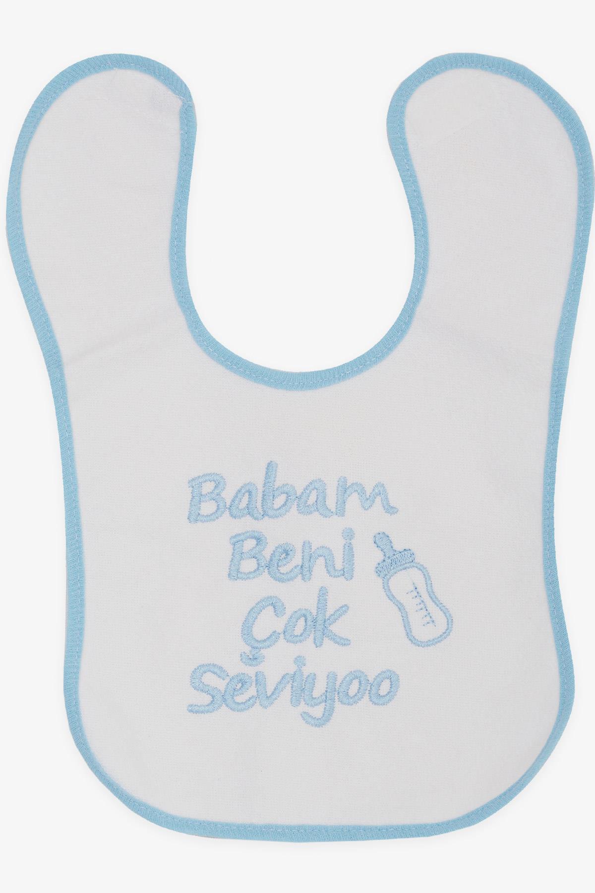 MY BELLA Bebek Mama Önlüğü Nakışlı Yazı Baskılı Beyaz