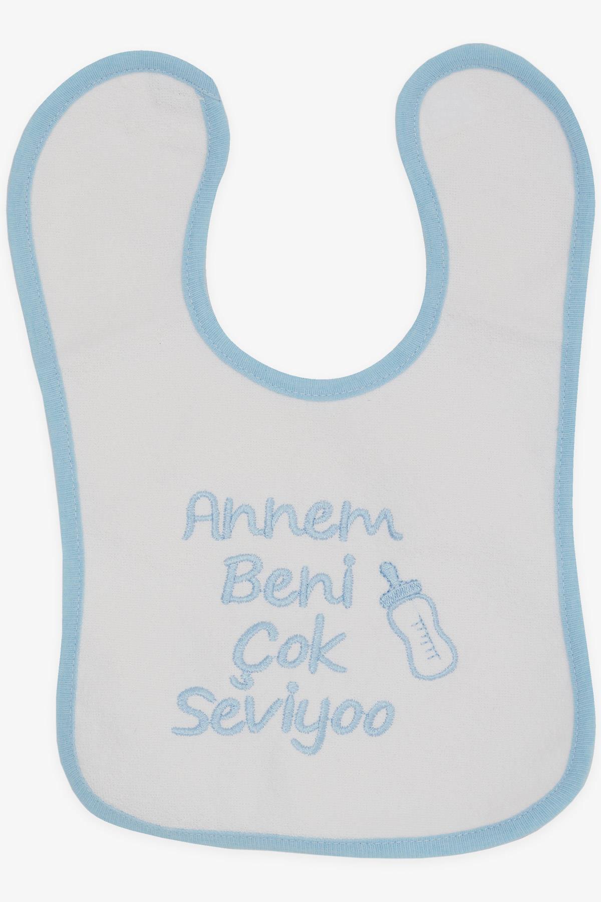 MY BELLA Bebek Mama Önlüğü Nakışlı Yazı Baskılı Beyaz