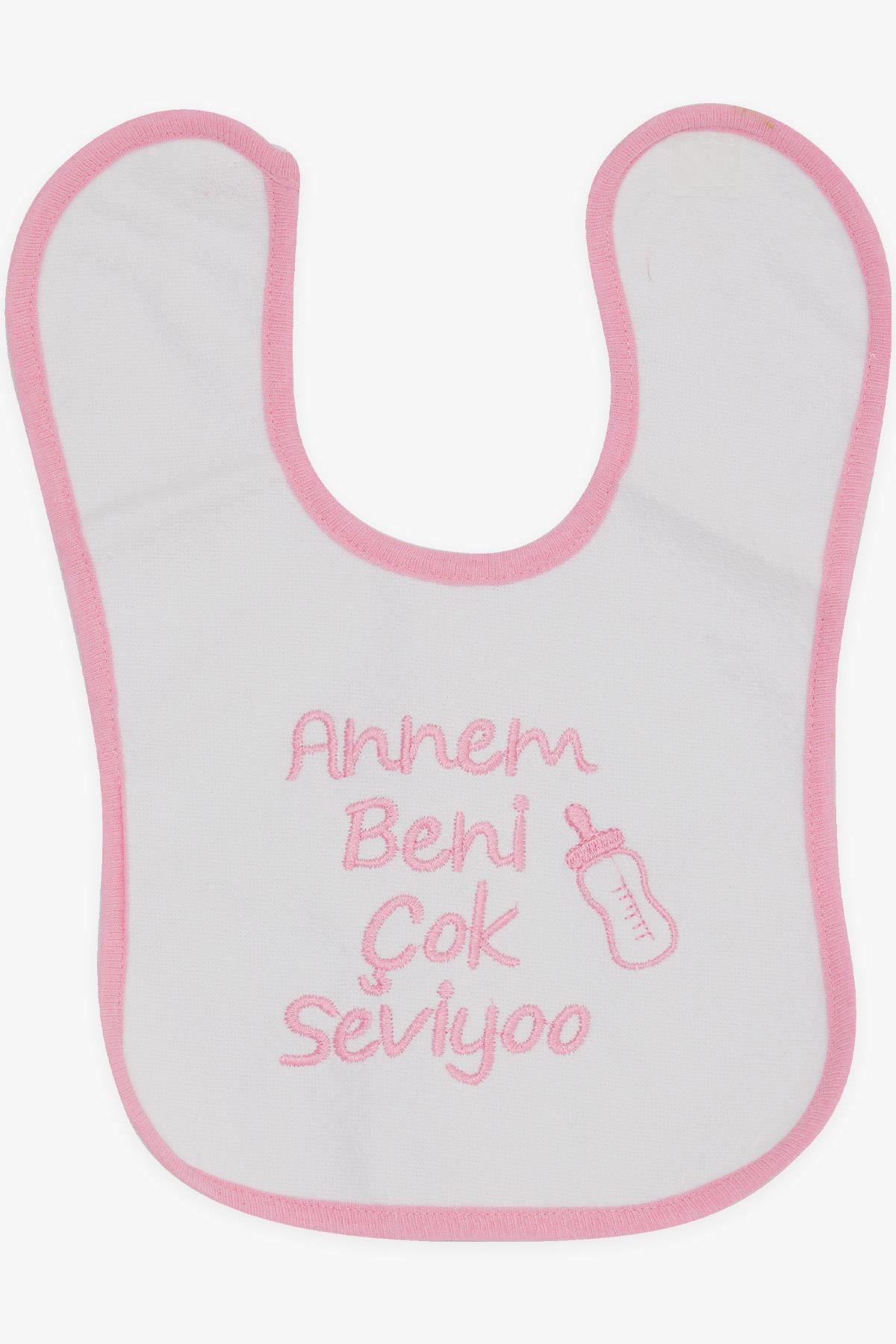 MY BELLA Bebek Mama Önlüğü Nakışlı Yazı Baskılı Beyaz