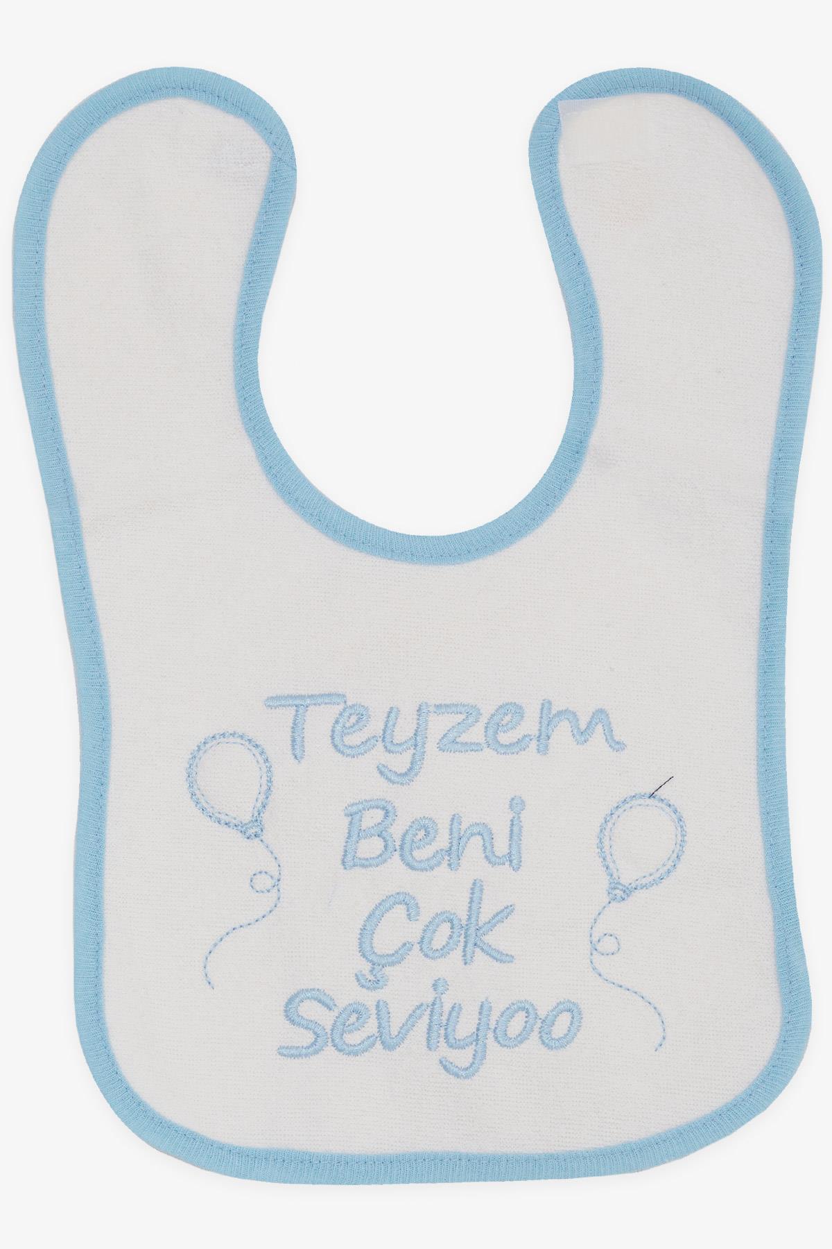 MY BELLA Bebek Mama Önlüğü Yazı Nakışlı Balon Baskılı Beyaz