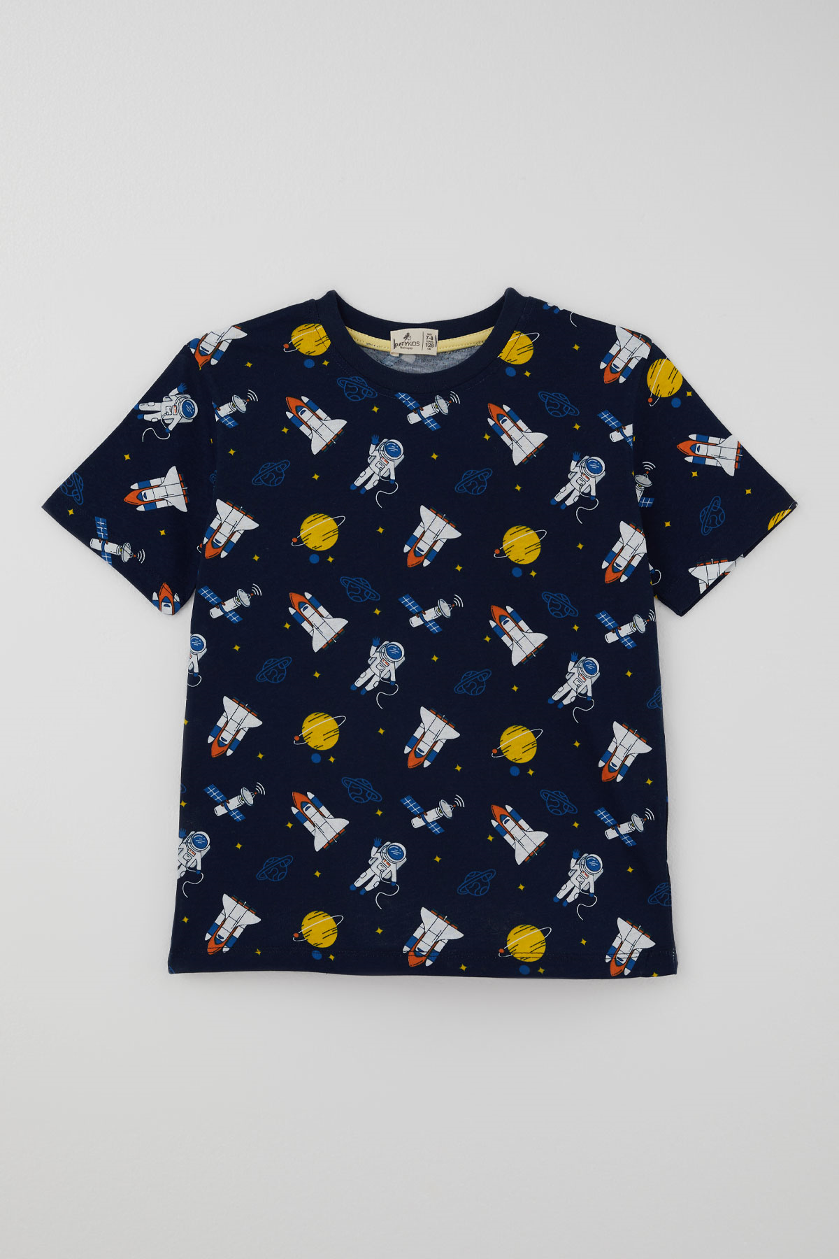 Paty Kıds Erkek Çocuk Pijama Takımı Kısa Kollu Uzay Temalı Astronot Desenli Lacivert (8-12 Yaş)