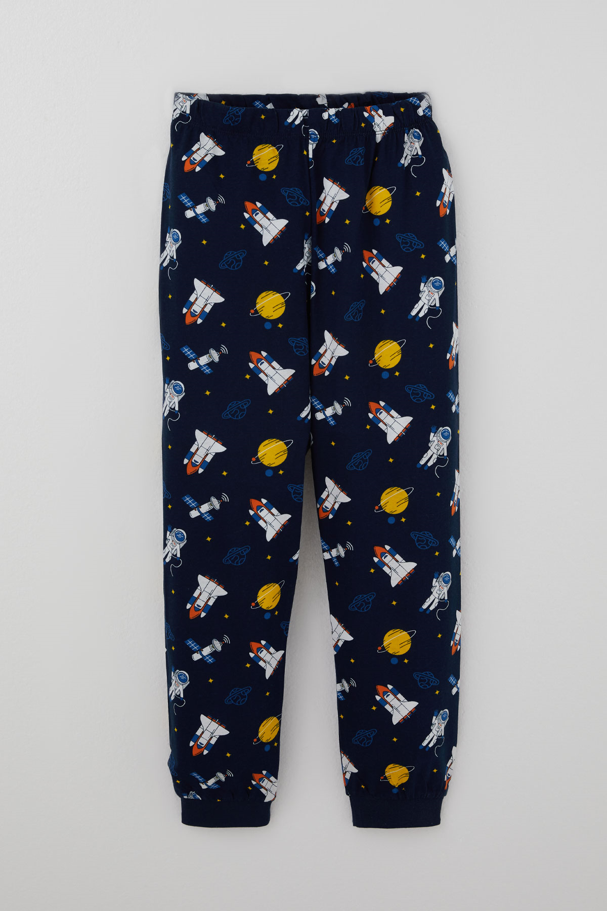 Paty Kıds Erkek Çocuk Pijama Takımı Kısa Kollu Uzay Temalı Astronot Desenli Lacivert (8-12 Yaş)