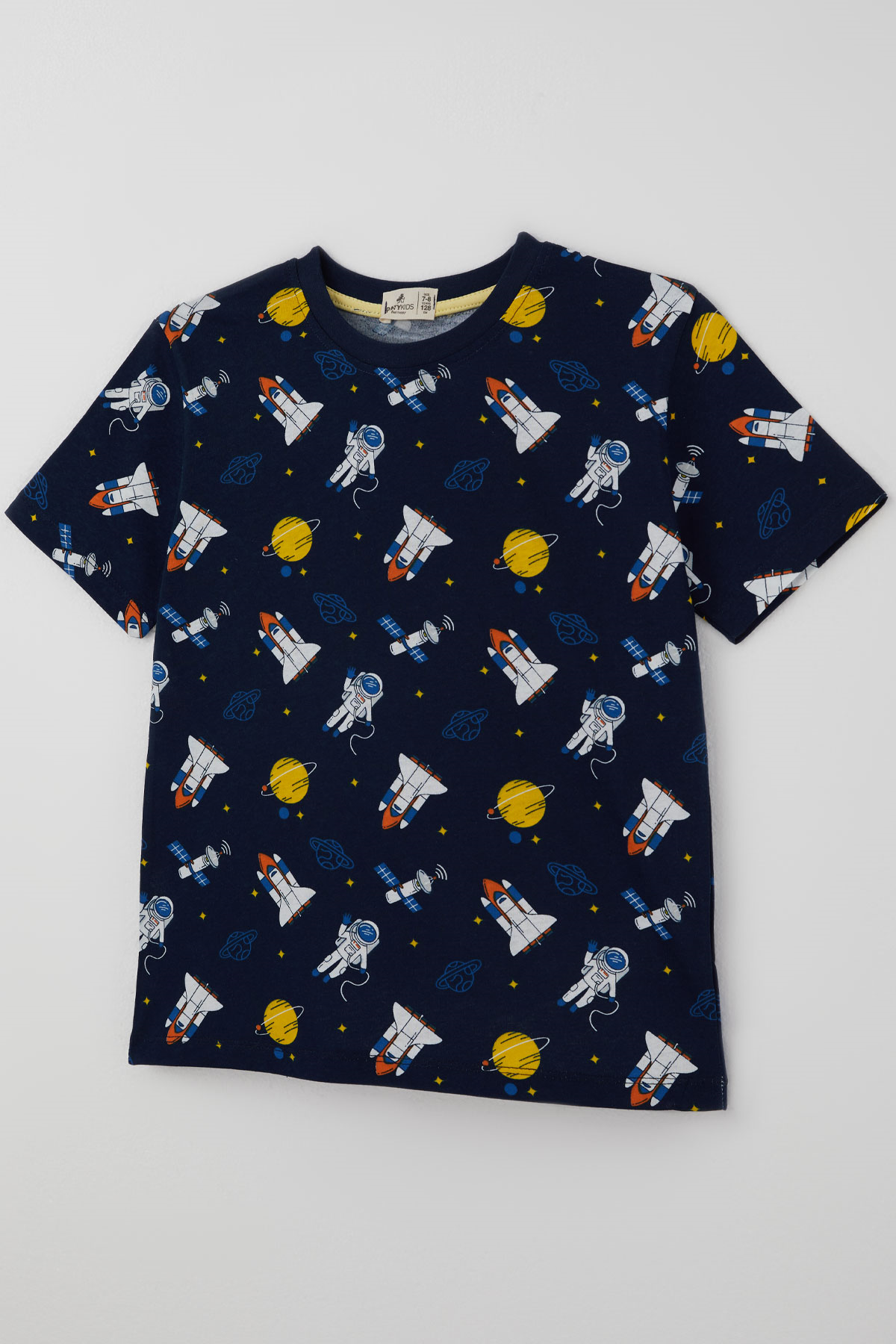 Paty Kıds Erkek Çocuk Pijama Takımı Kısa Kollu Uzay Temalı Astronot Desenli Lacivert (8-12 Yaş)