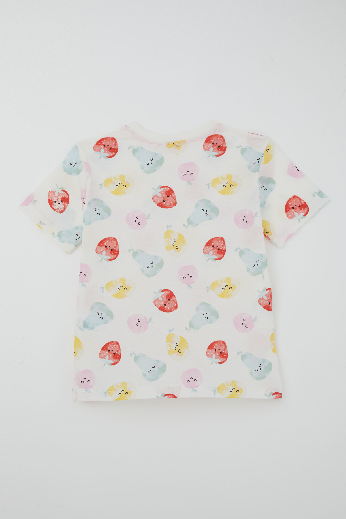 Paty Kıds Kız Çocuk Pijama Takımı Kısa Kollu Neşeli Meyveler Beyaz (8-12 Yaş)