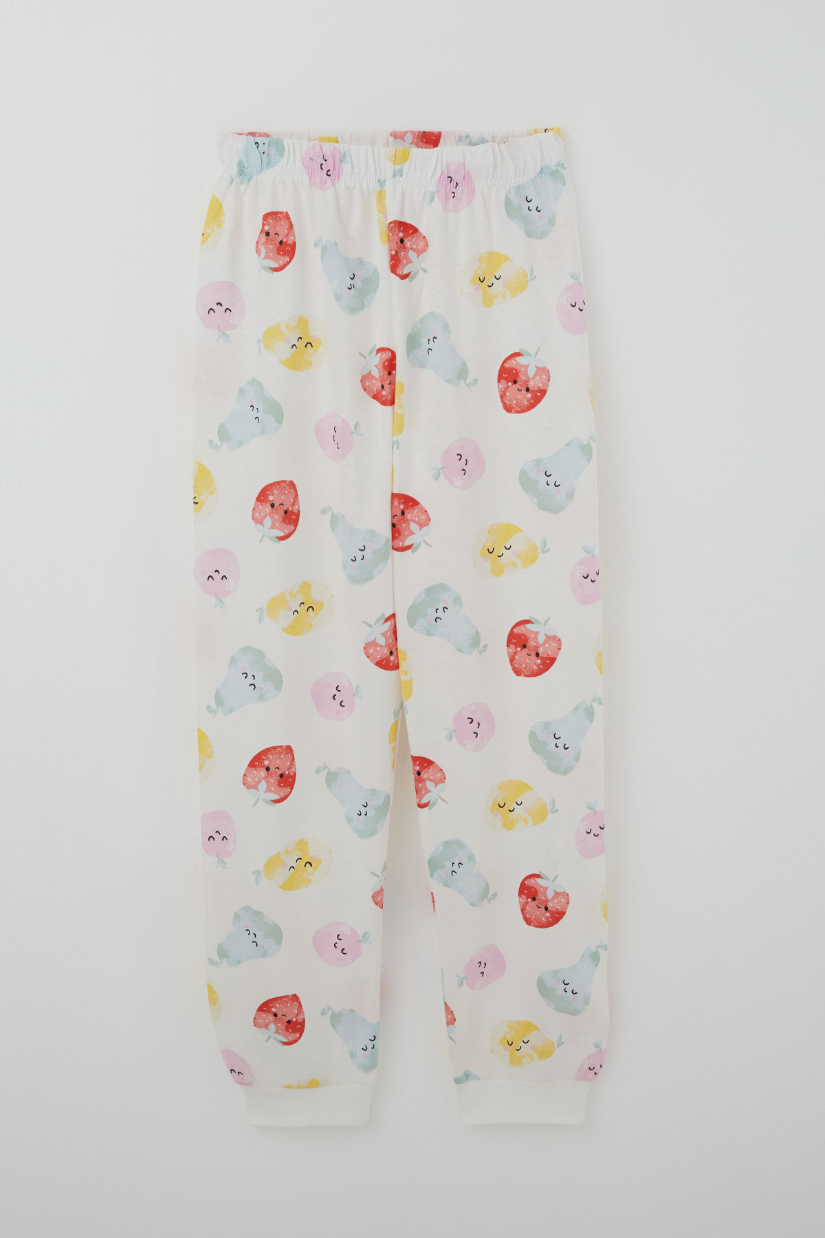 Paty Kıds Kız Çocuk Pijama Takımı Kısa Kollu Neşeli Meyveler Beyaz (8-12 Yaş)