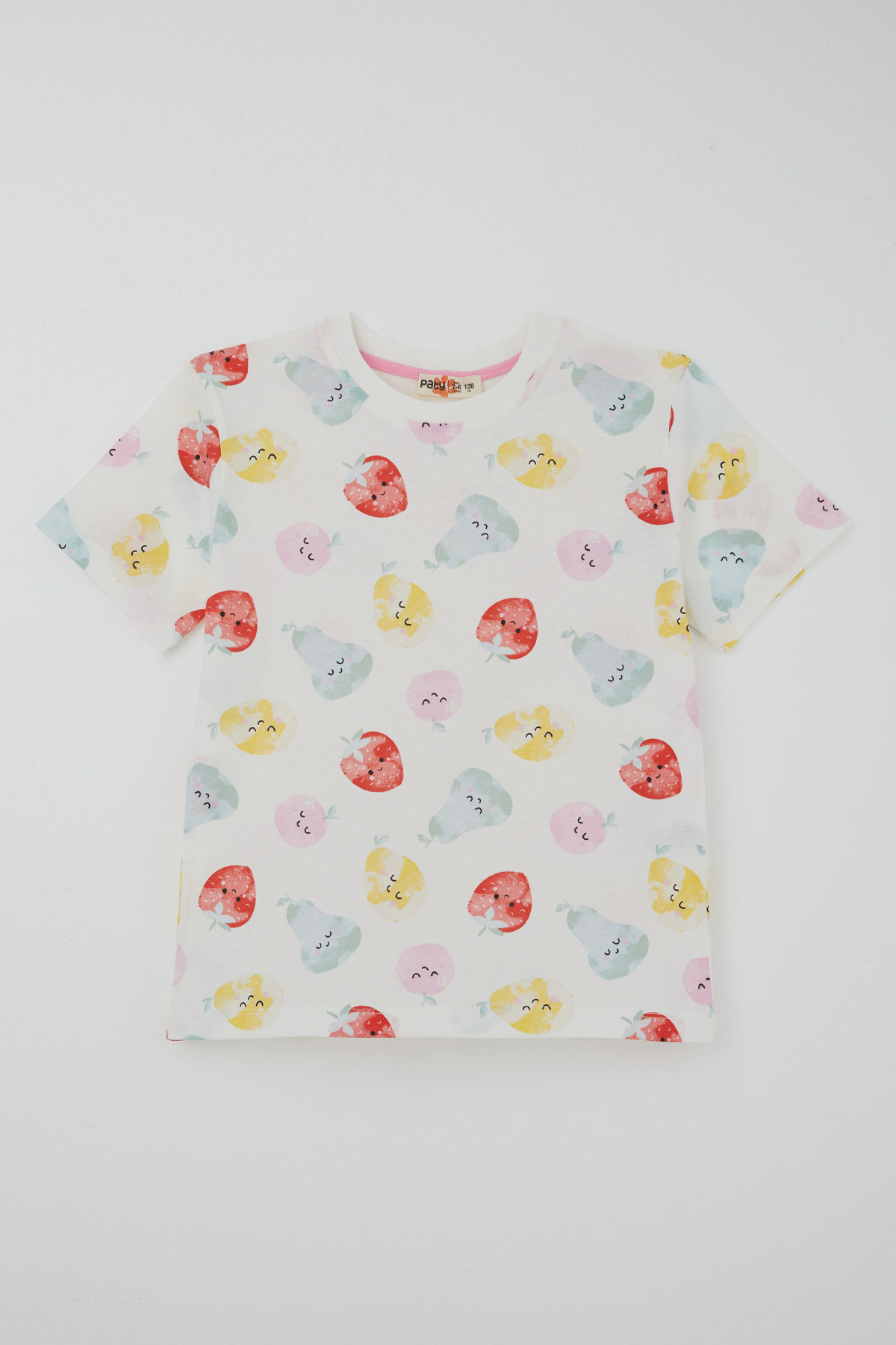 Paty Kıds Kız Çocuk Pijama Takımı Kısa Kollu Neşeli Meyveler Beyaz (8-12 Yaş)
