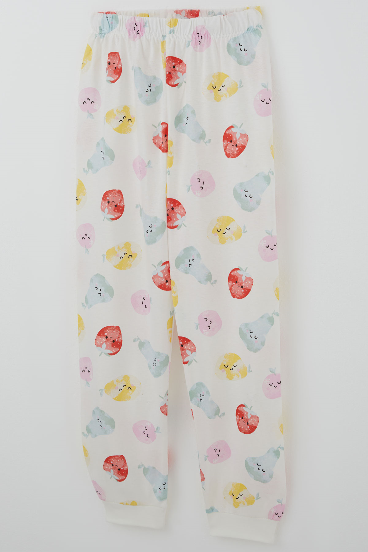 Paty Kıds Kız Çocuk Pijama Takımı Kısa Kollu Neşeli Meyveler Beyaz (8-12 Yaş)