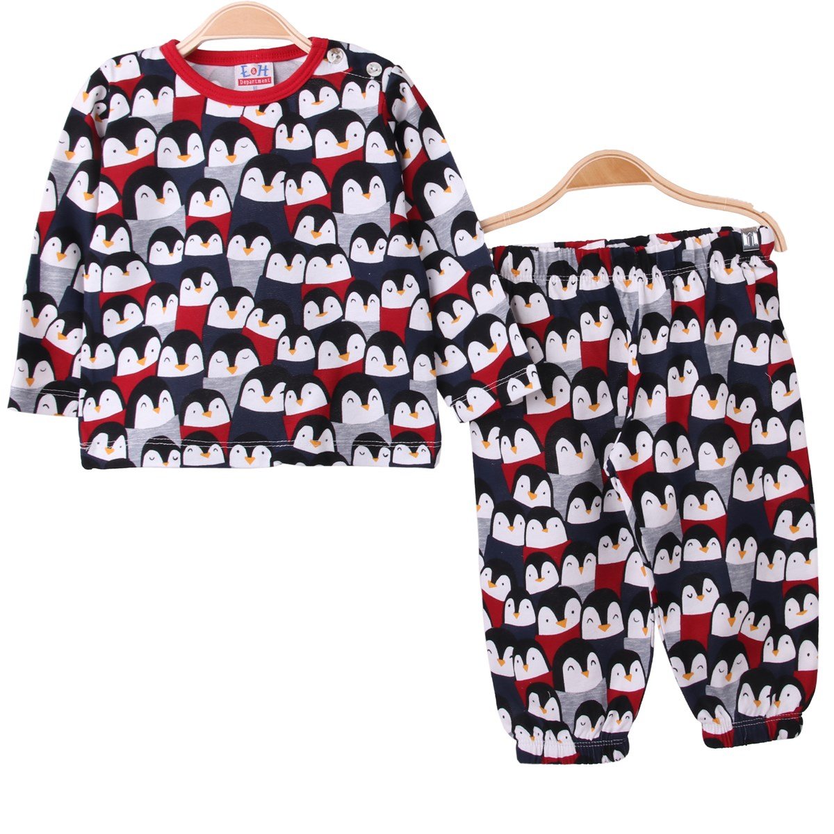 Erkek Çocuk Penguenli Pijama Takımı Breeze Siyah-Kırmızı