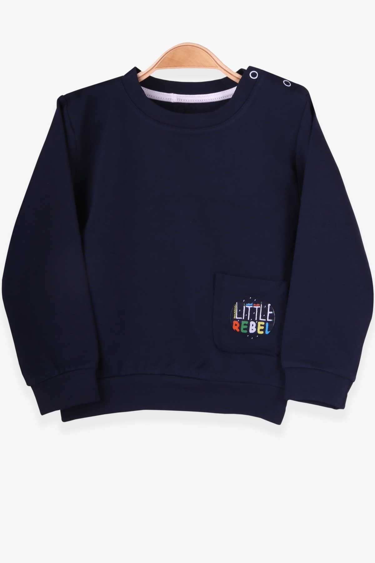 Pino Erkek Bebek Sweatshirt Arma Baskılı Lacivert (4 Ay-1.5 Yaş)