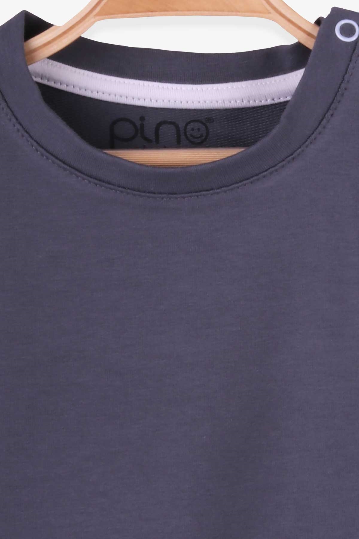Pino Erkek Bebek Sweatshirt Arma Baskılı Füme (4 Ay-1.5 Yaş)