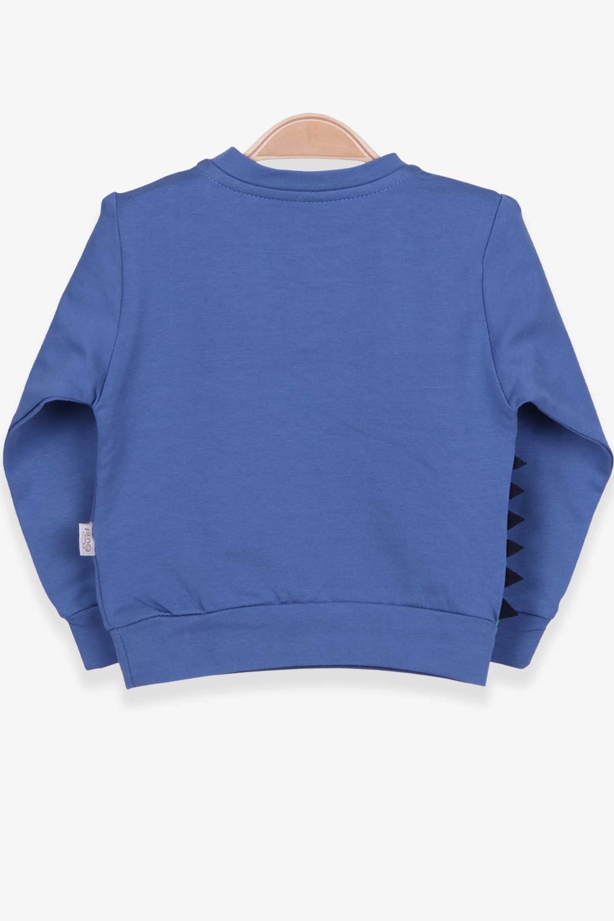 Pino Erkek Bebek Sweatshirt Dinozor Baskılı İndigo (4 Ay-1.5 Yaş)