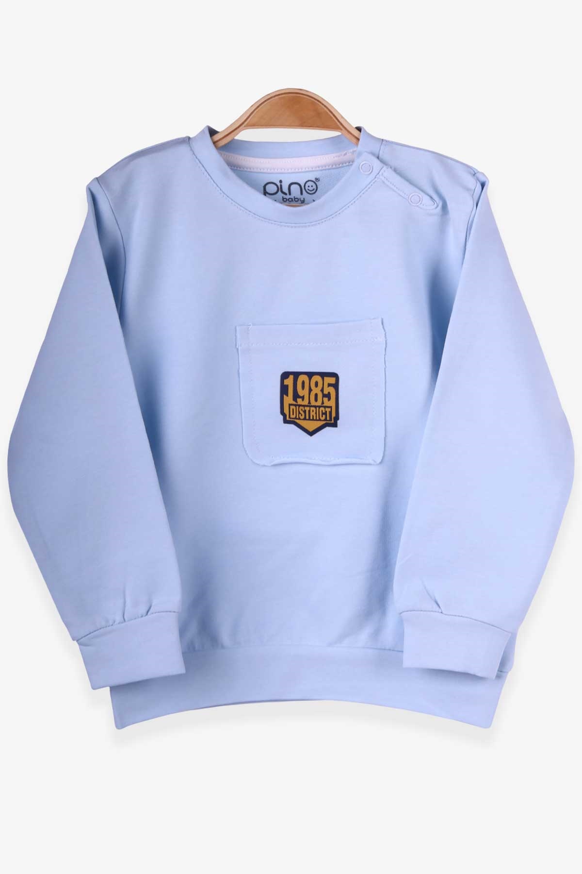 Pino Erkek Çocuk Sweatshirt Arma Baskılı Açık Mavi (2-5 Yaş)