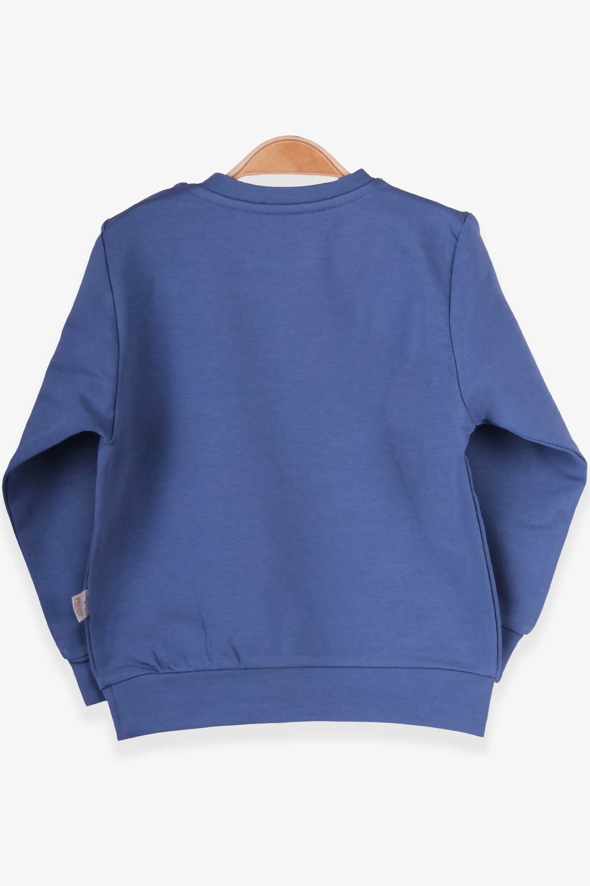 Pino Erkek Çocuk Sweatshirt Yazı Baskılı İndigo (2-5 Yaş)