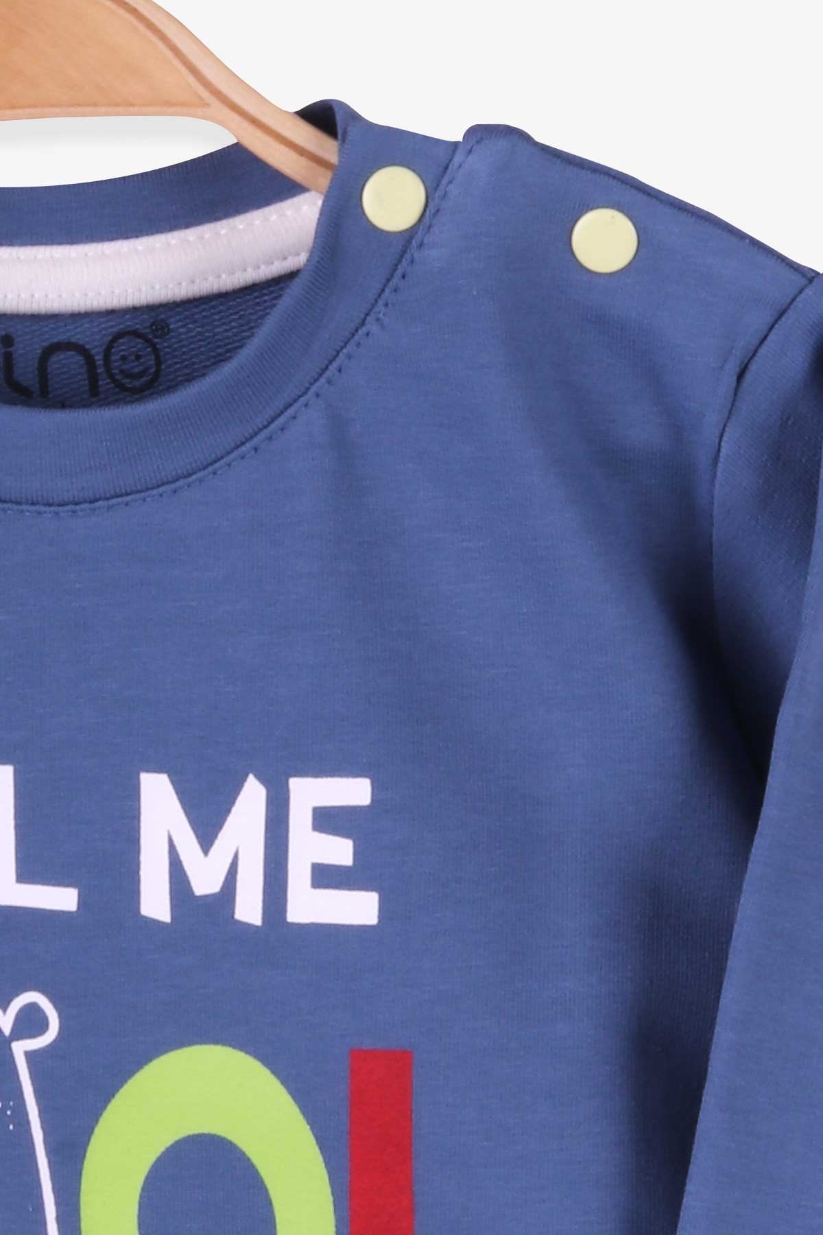 Pino Erkek Çocuk Sweatshirt Yazı Baskılı İndigo (2-5 Yaş)