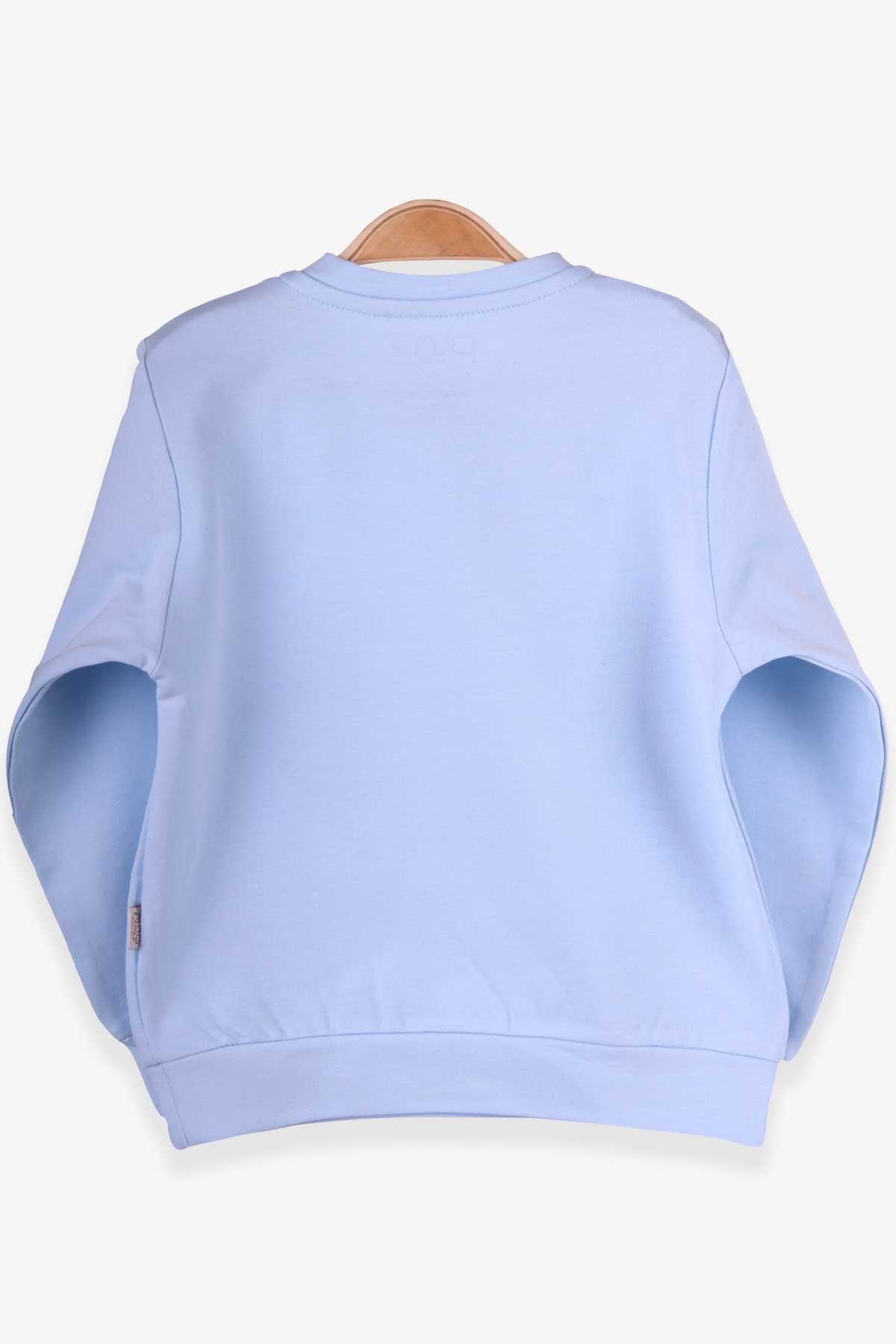 Pino Erkek Çocuk Sweatshirt Yazı Baskılı Açık Mavi (2-5 Yaş)