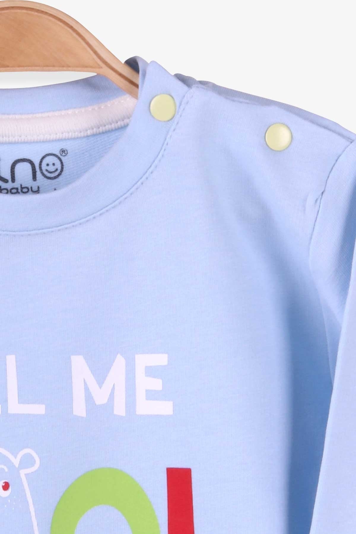 Pino Erkek Çocuk Sweatshirt Yazı Baskılı Açık Mavi (2-5 Yaş)