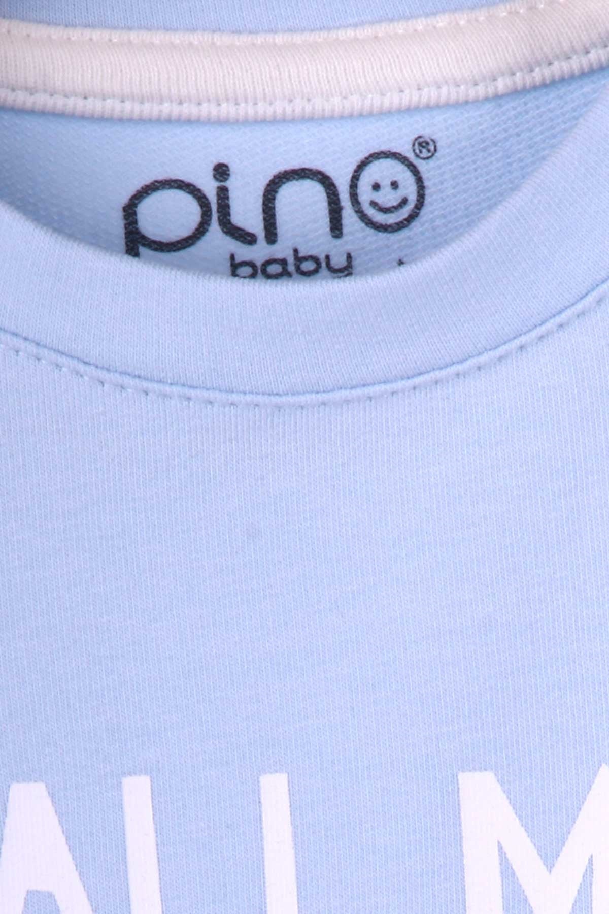 Pino Erkek Çocuk Sweatshirt Yazı Baskılı Açık Mavi (2-5 Yaş)