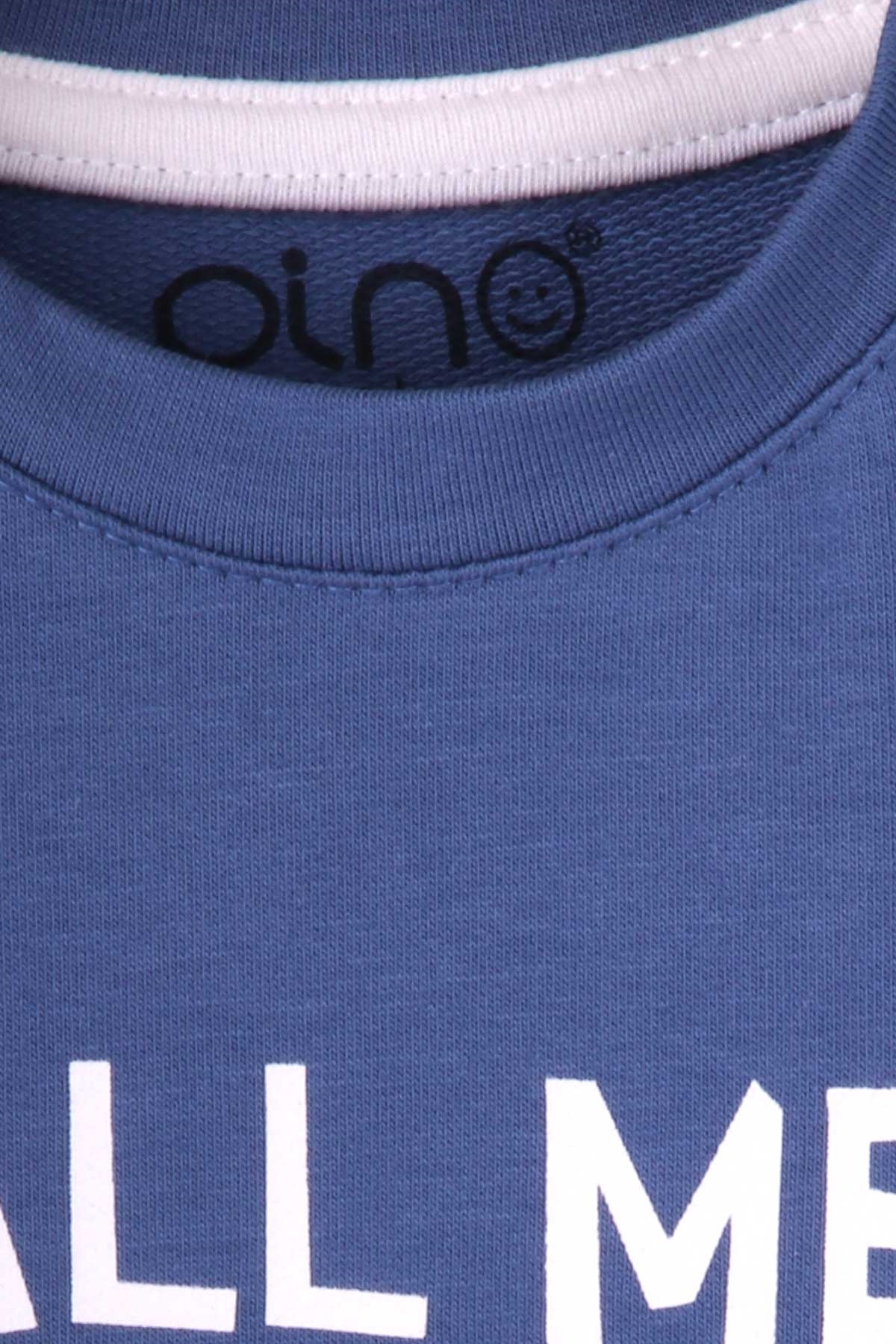 Pino Erkek Çocuk Sweatshirt Yazı Baskılı İndigo (2-5 Yaş)