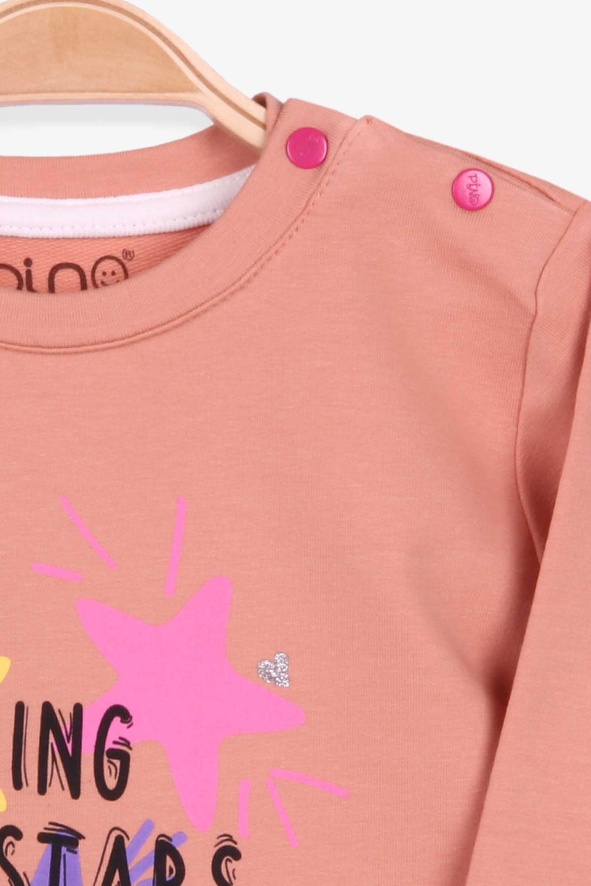 Pino Kız Çocuk Swearshirt Yıldız Baskılı Somon (2-5 Yaş)