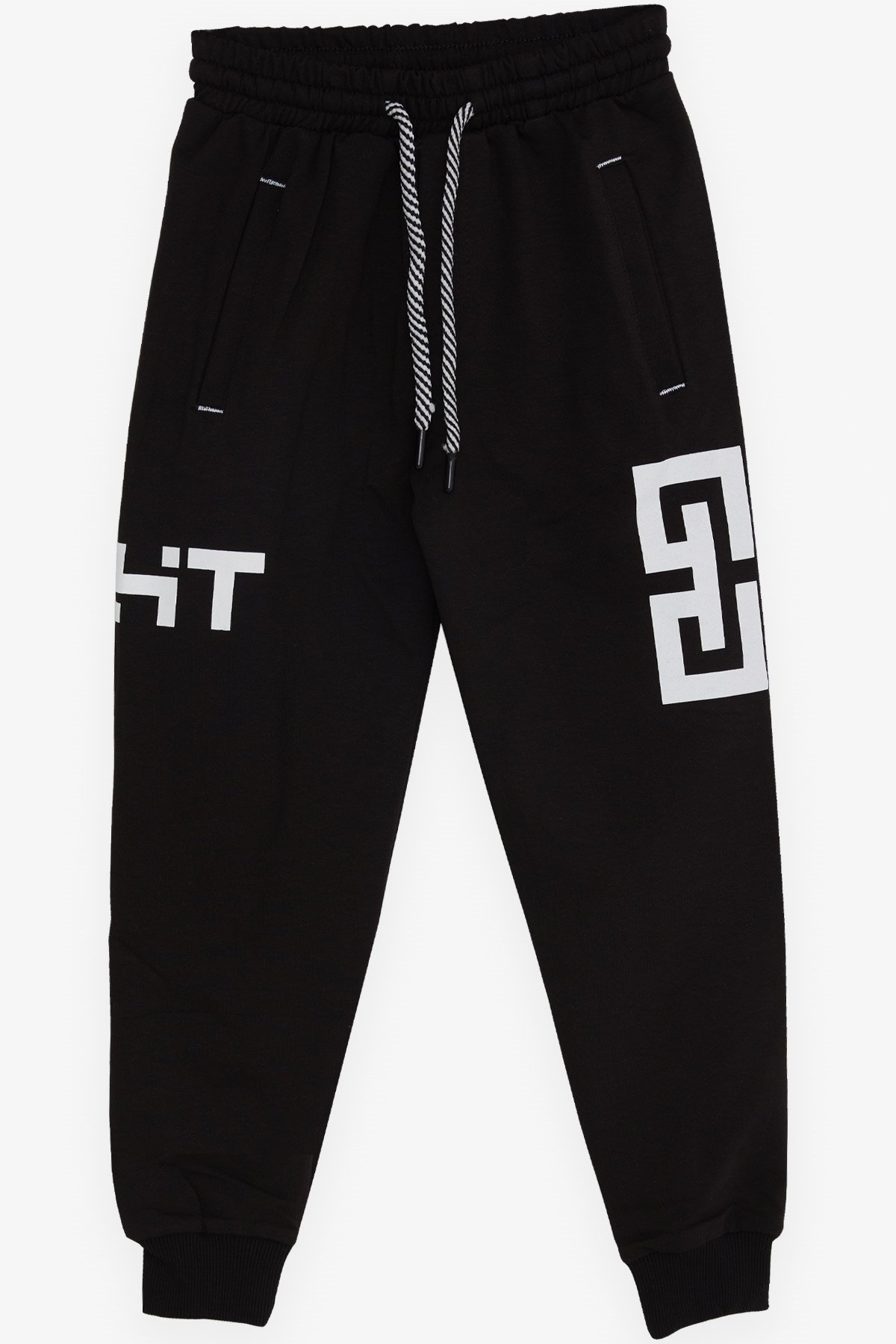 POYRAZ KİDS Erkek Çocuk Eşofman Altı Baskılı Cepli Siyah (4-8 Yaş)