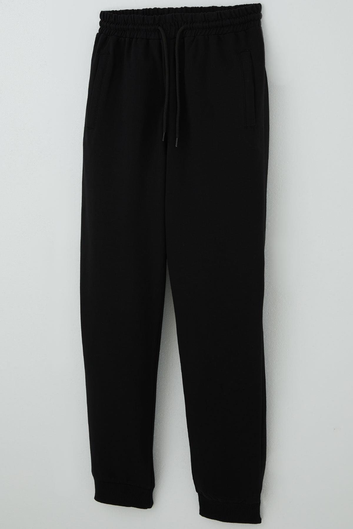 Poyraz Kids Erkek Çocuk Eşofman Altı Bağcıklı Cep Kısmı Fermuarlı Siyah (13-16 Yaş)