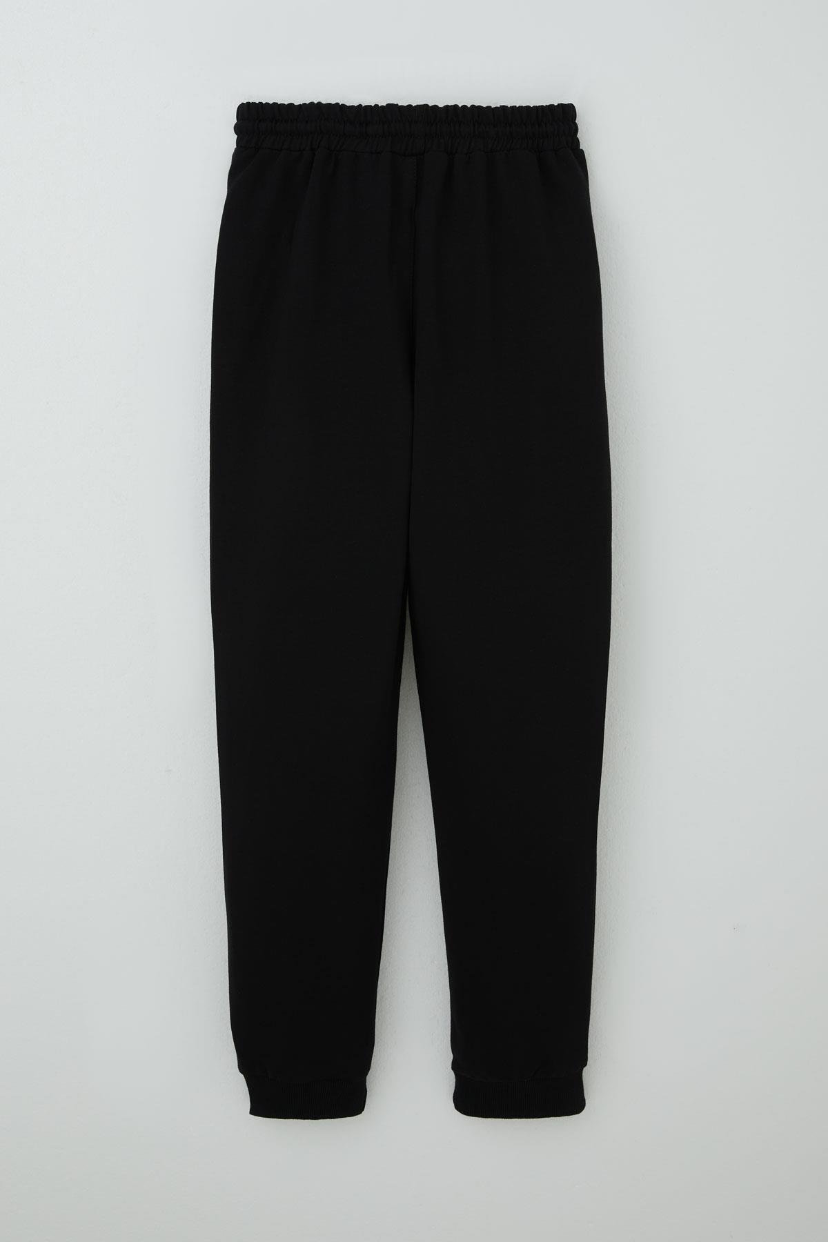 Poyraz Kids Erkek Çocuk Eşofman Altı Bağcıklı Cep Kısmı Fermuarlı Siyah (13-16 Yaş)