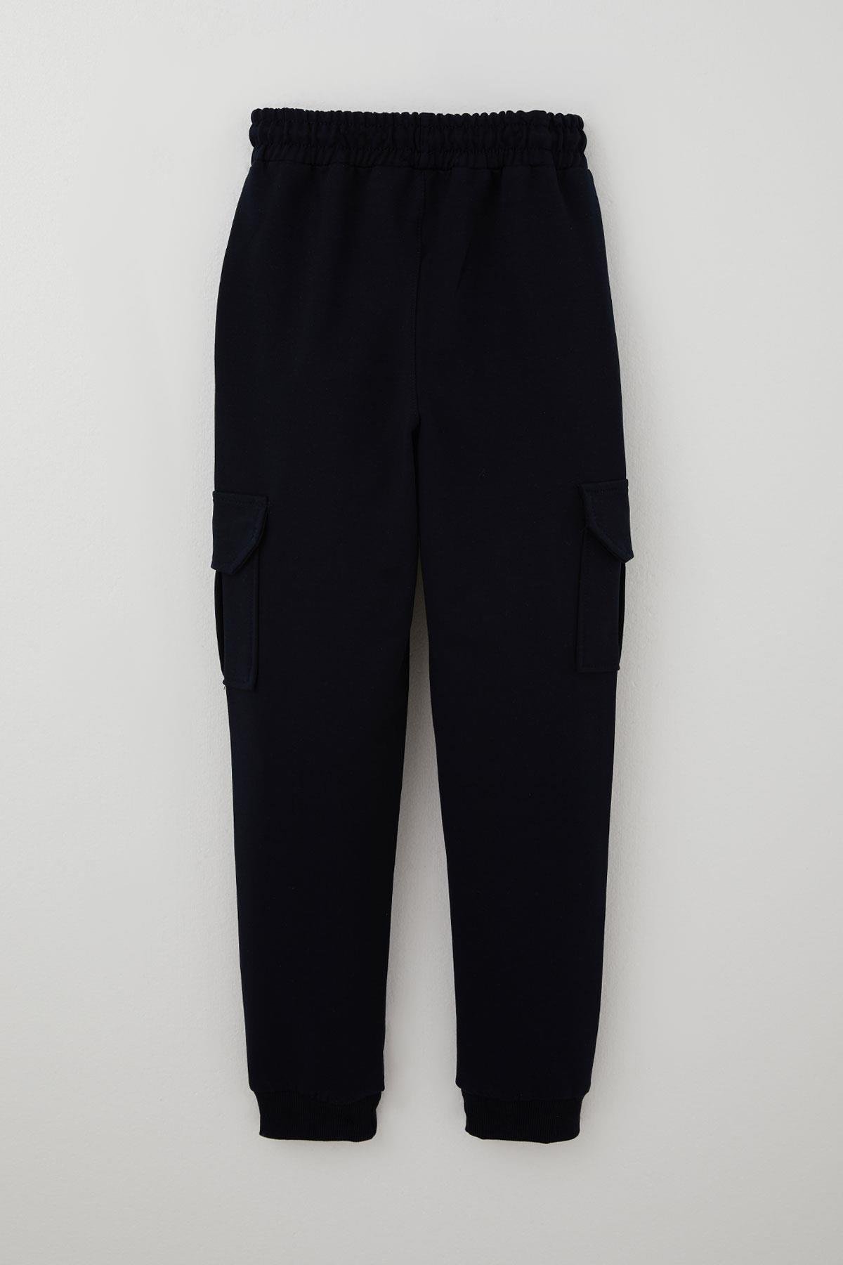 Poyraz Kids Erkek Çocuk Eşofman Altı Komando Cepli Bağcıklı Beli Lastikli Lacivert (9-12 Yaş)