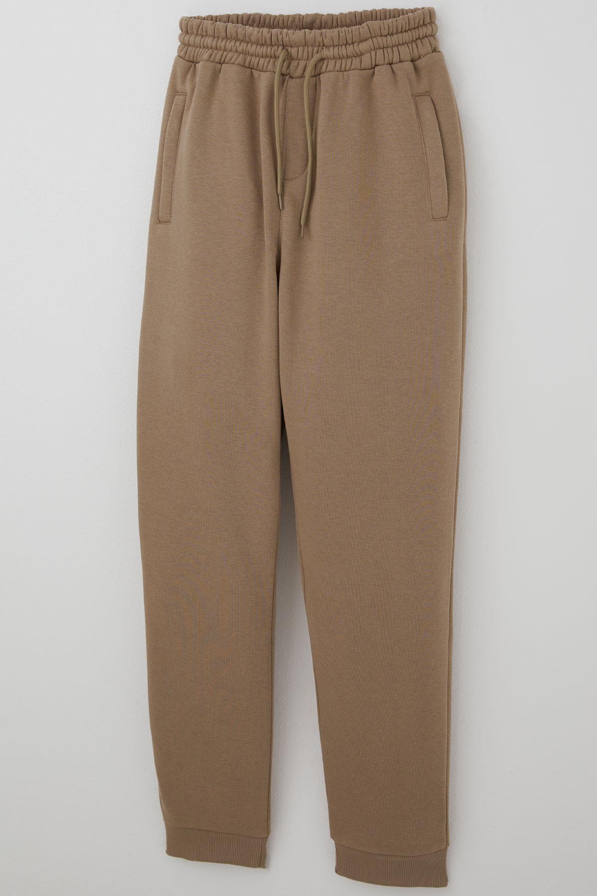 Poyraz Kids Erkek Çocuk Eşofman Takımı Bağcıklı Cep Kısmı Fermuarlı Açık Kahverengi (13-16 Yaş)