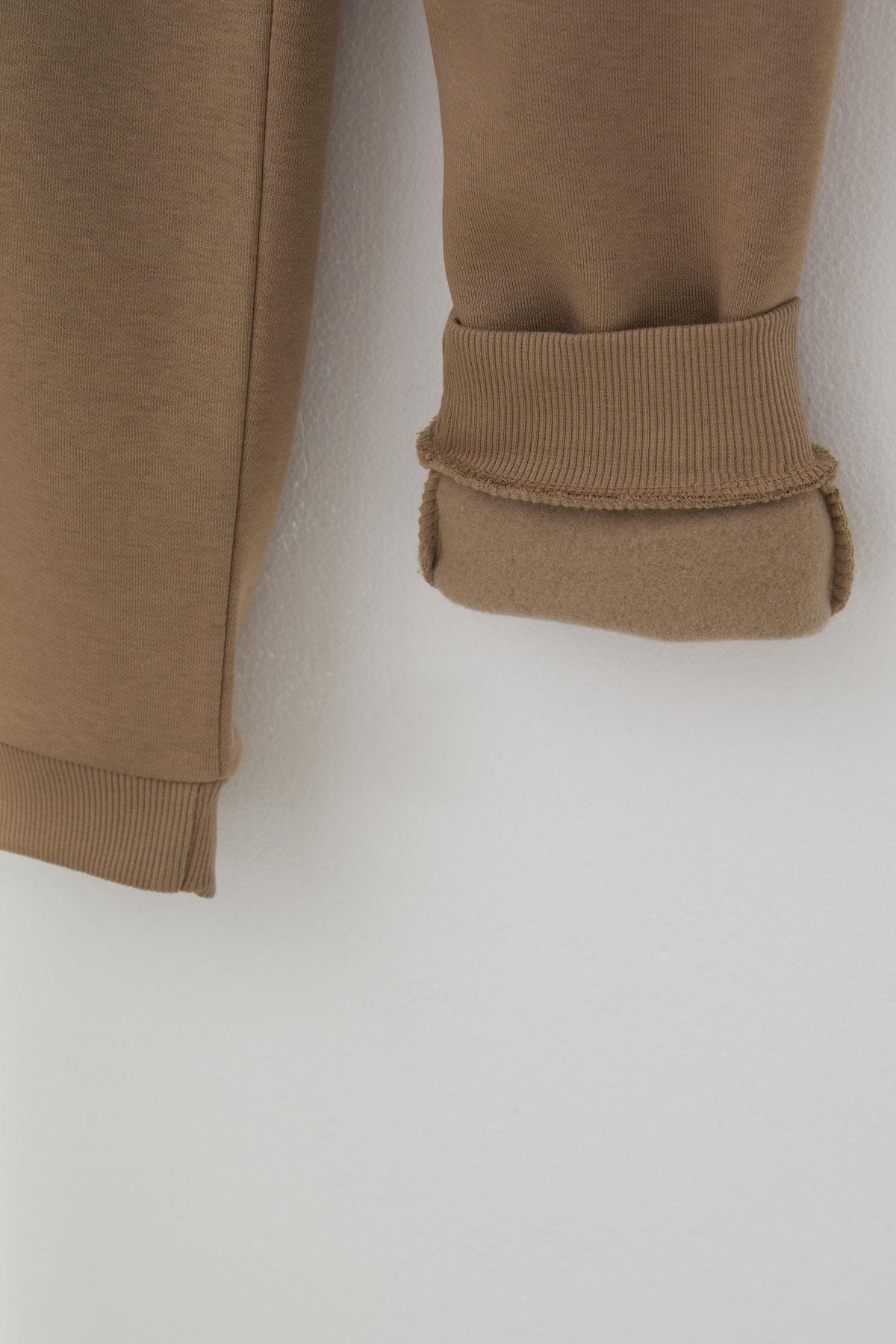 Poyraz Kids Erkek Çocuk Eşofman Takımı Bağcıklı Cep Kısmı Fermuarlı Açık Kahverengi (13-16 Yaş)