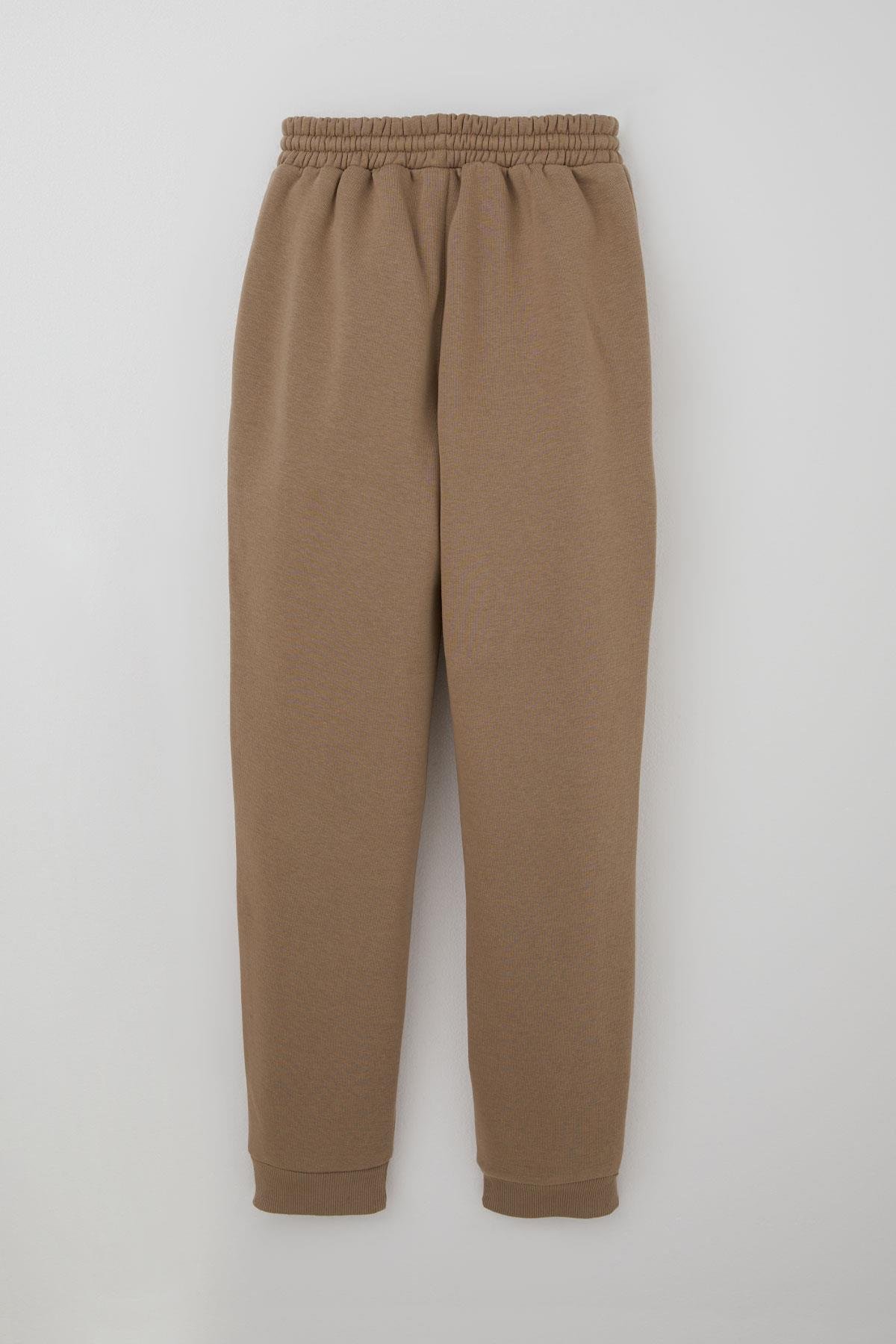 Poyraz Kids Erkek Çocuk Eşofman Takımı Bağcıklı Cep Kısmı Fermuarlı Açık Kahverengi (13-16 Yaş)