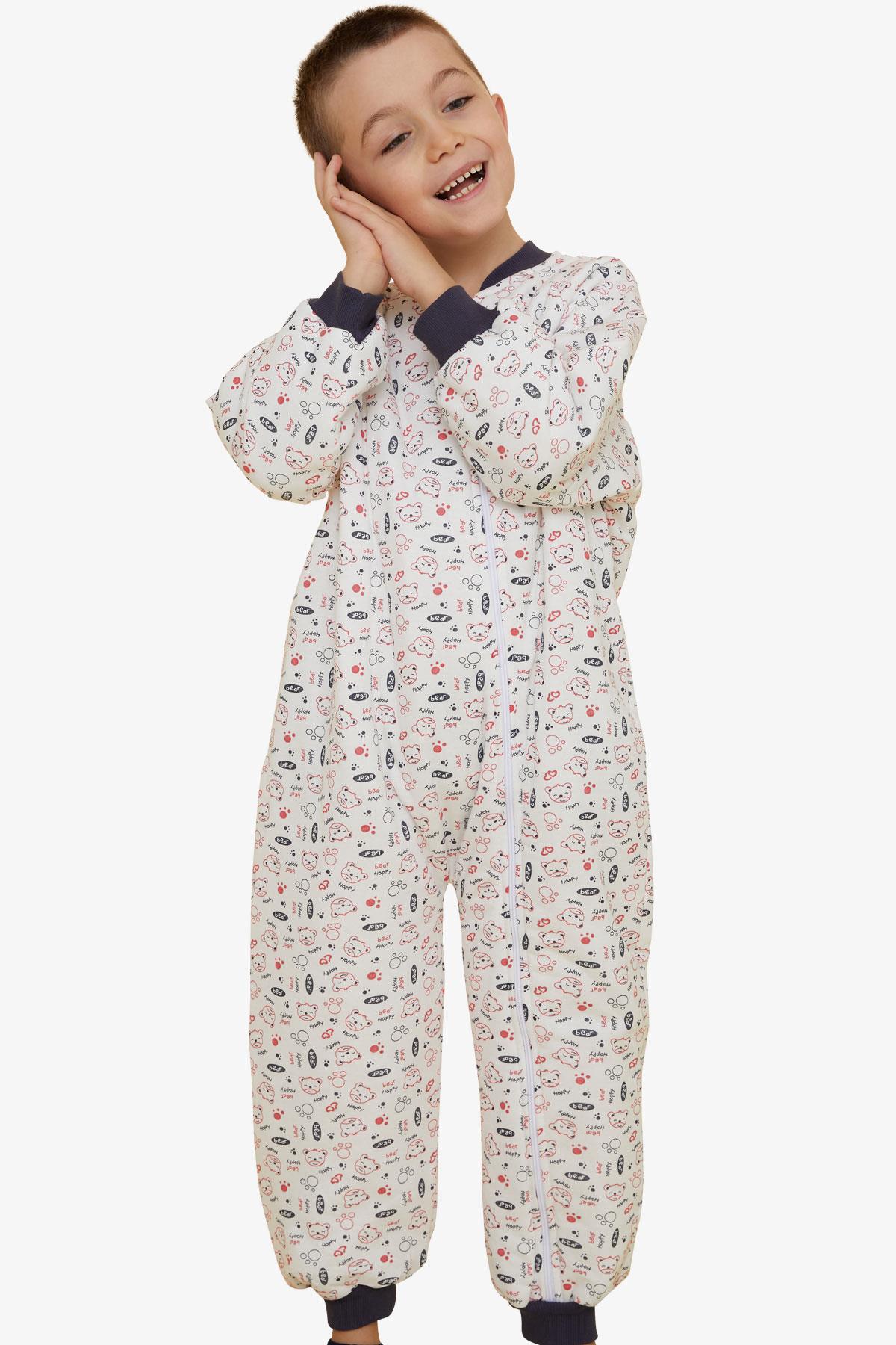Puan Baby Erkek Çocuk Uyku Tulumu Neşeli Ayıcık Desenli Ekru (5-7 Yaş)