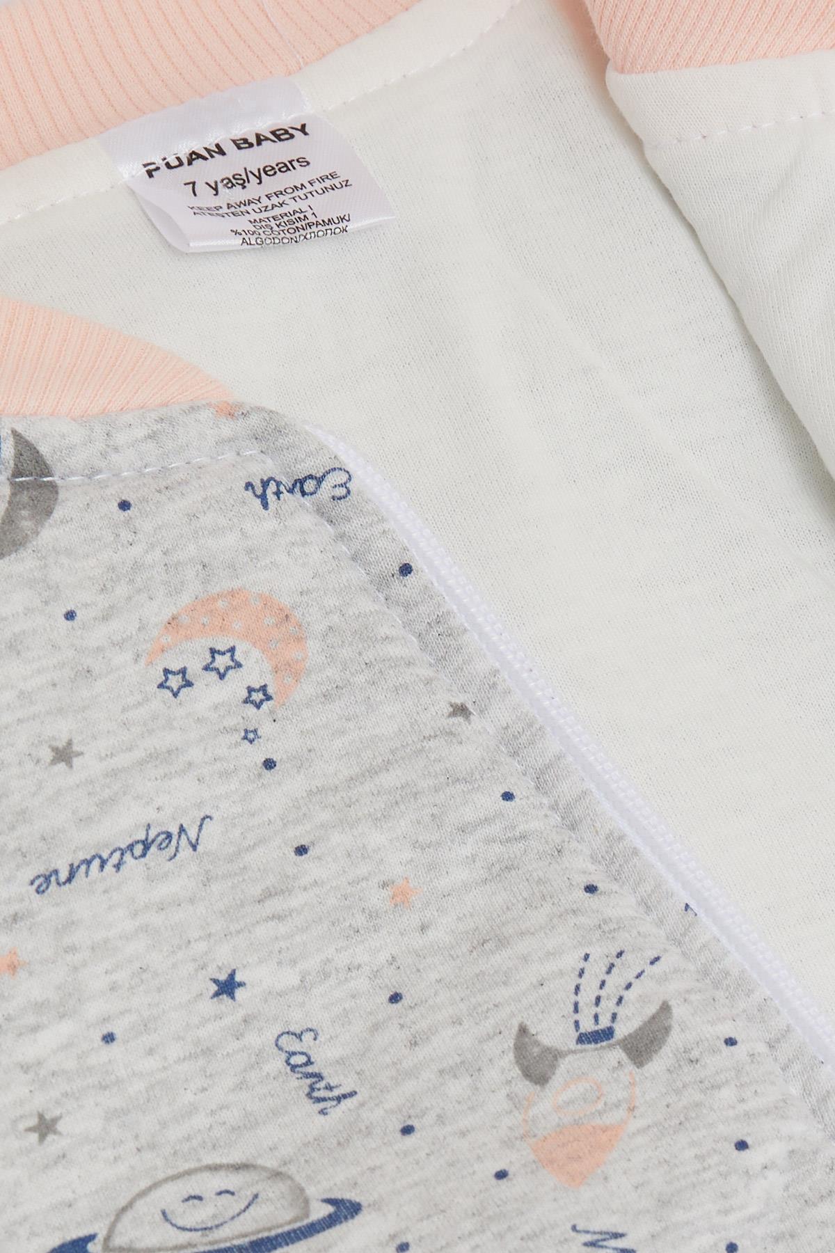 PUAN BABY Kız Çocuk Uyku Tulumu Uzay Temalı Gri Melanj (7-9 Yaş)