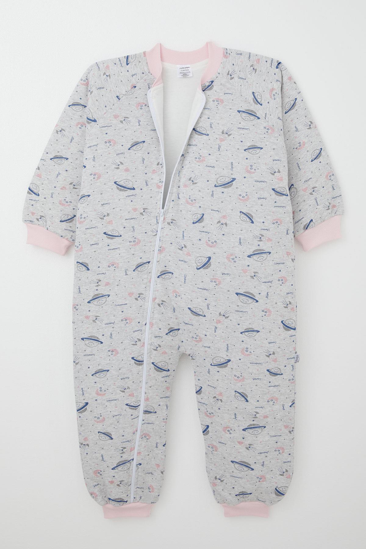 Puan Baby Kız Çocuk Uyku Tulumu Uzay Temalı Gri Melanj (4-6 Yaş)