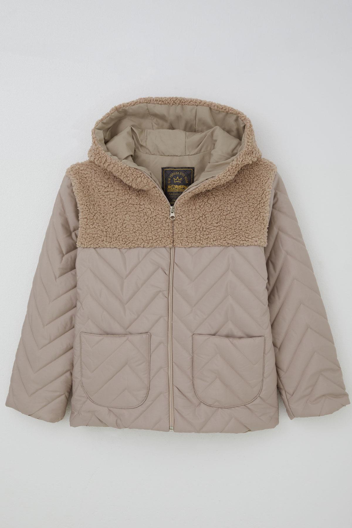 Reycan Erkek Çocuk Kapitone Mont Fermuarlı Peluş Detaylı Taş (5-8 Yaş)