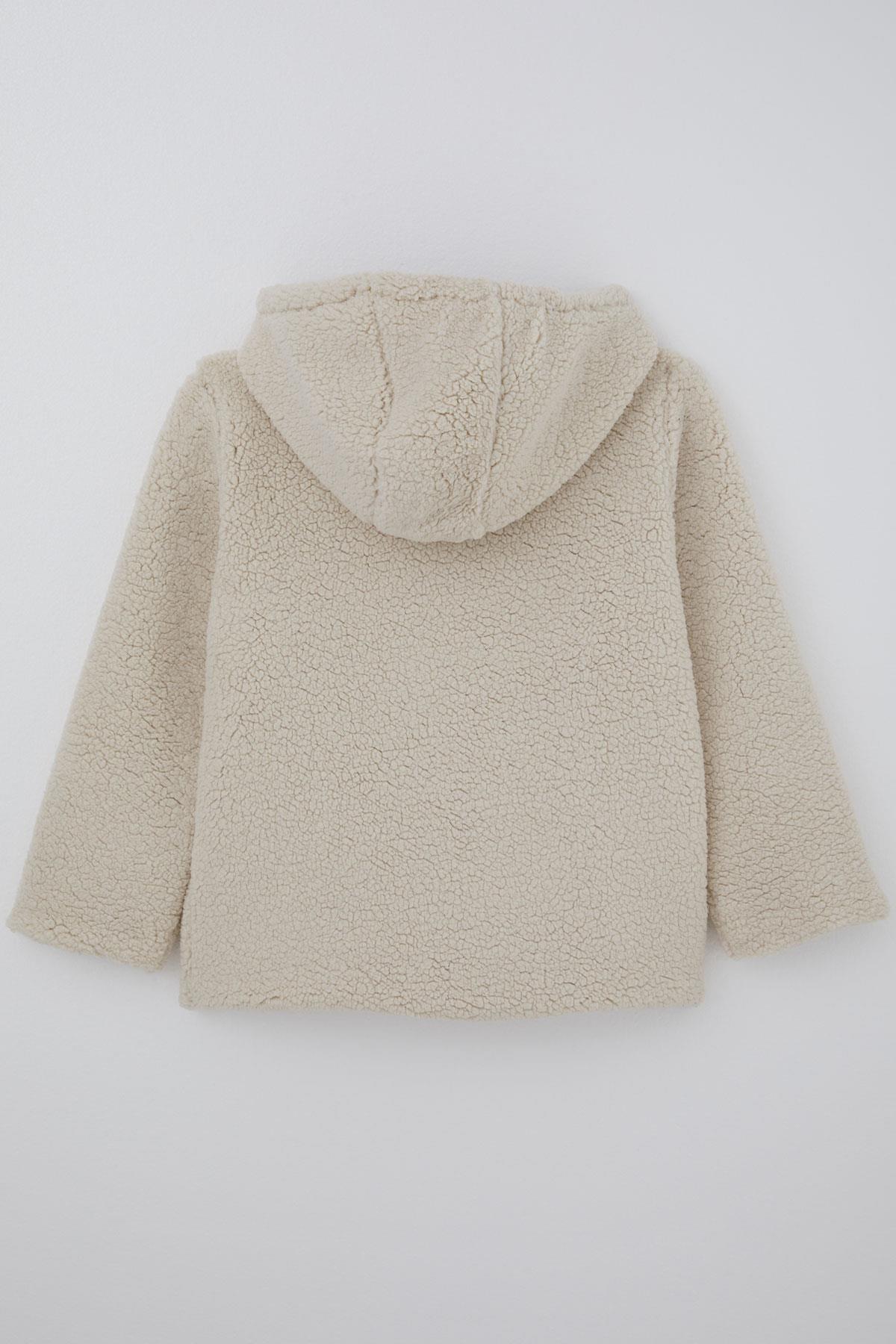 Reycan Kız Çocuk Peluş Mont Kapüşonlu Fermuarlı Taş (5-8 Yaş)