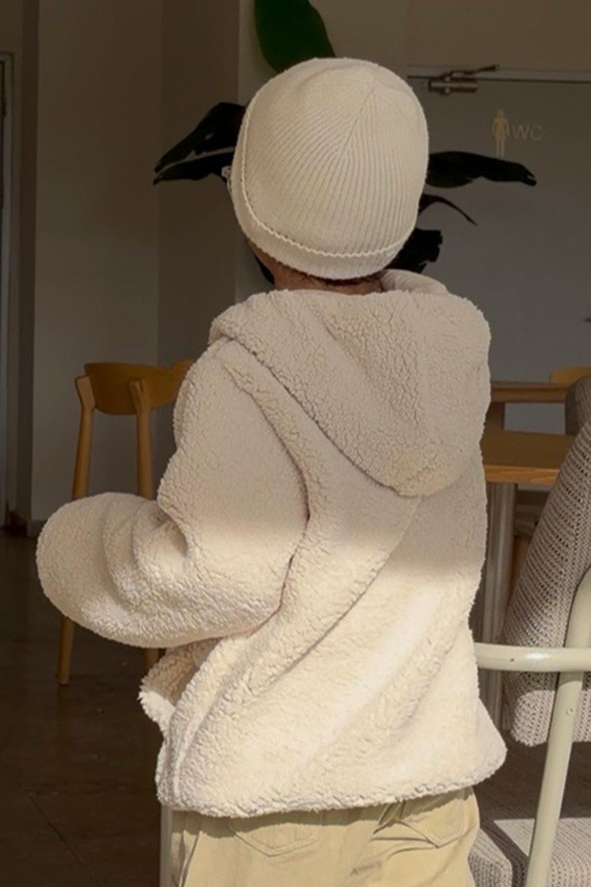Reycan Kız Çocuk Peluş Sweatshirt Kapüşonlu Kanguru Cepli Taş (5 Yaş)