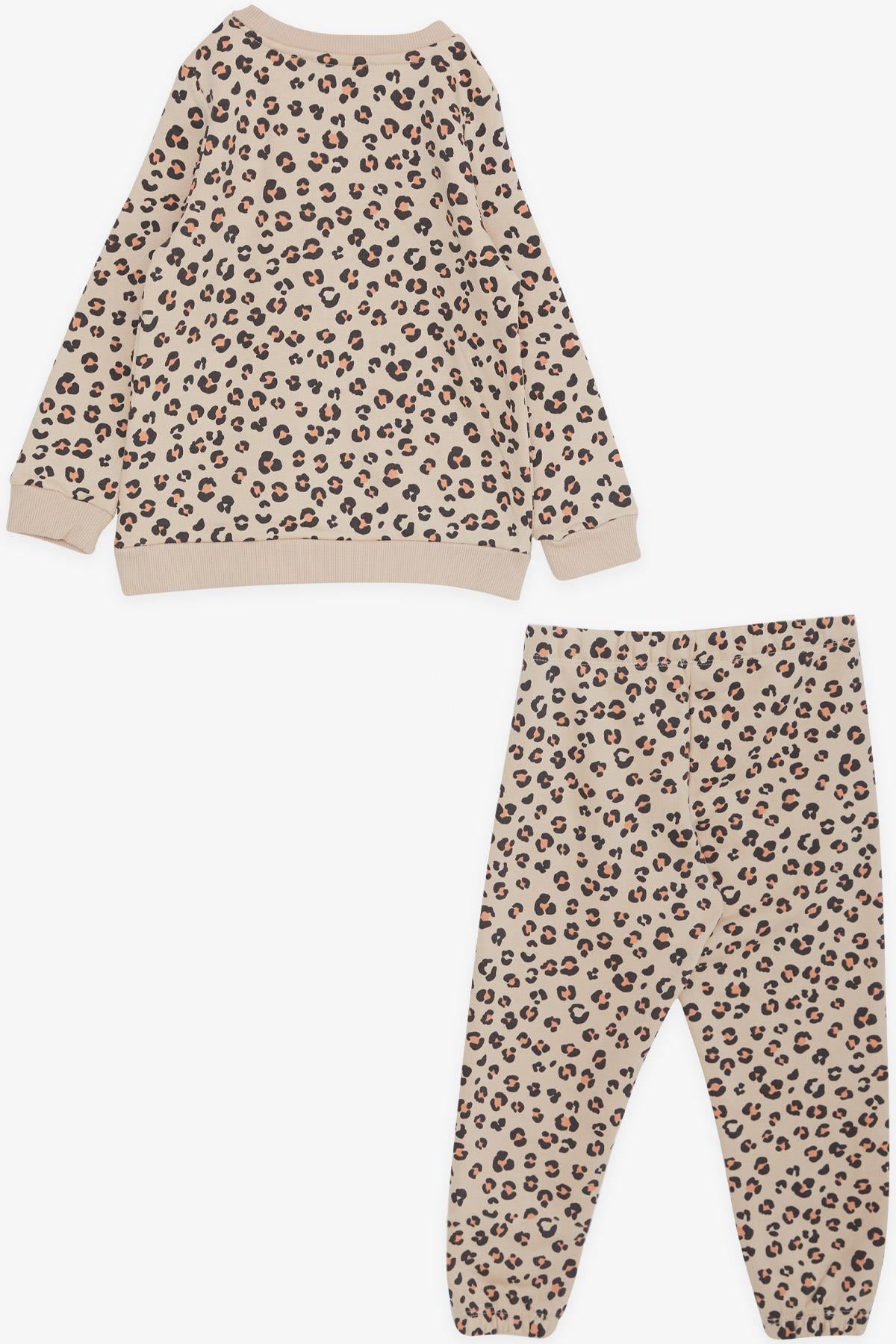 SMALL SOCIETY Kız Çocuk Eşofman Takım Leopar Desenli Bej (2-10 Yaş)