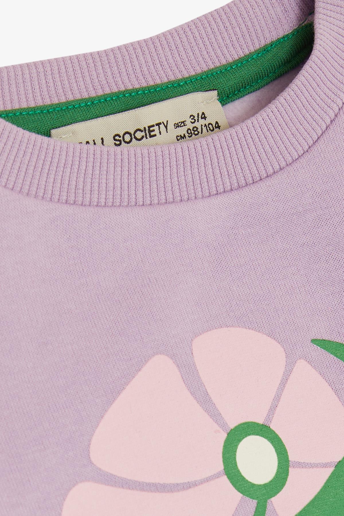 SMALL SOCIETY Kız Çocuk Sweatshirt Çiçek Baskılı Lila (2-10 Yaş)