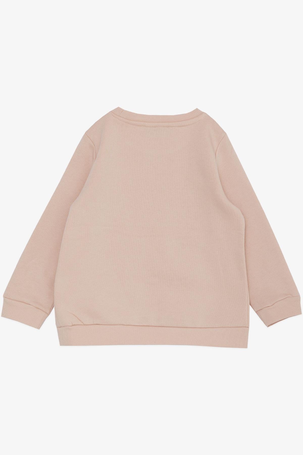Small Society  Kız Çocuk Sweatshirt Papatya & Lale Çiçek Baskılı Pudra (2-10 Yaş)