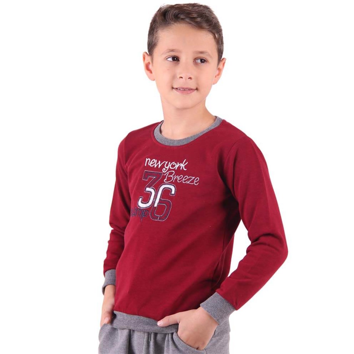 Erkek Çocuk Baskılı Sweat Breeze  Bordo