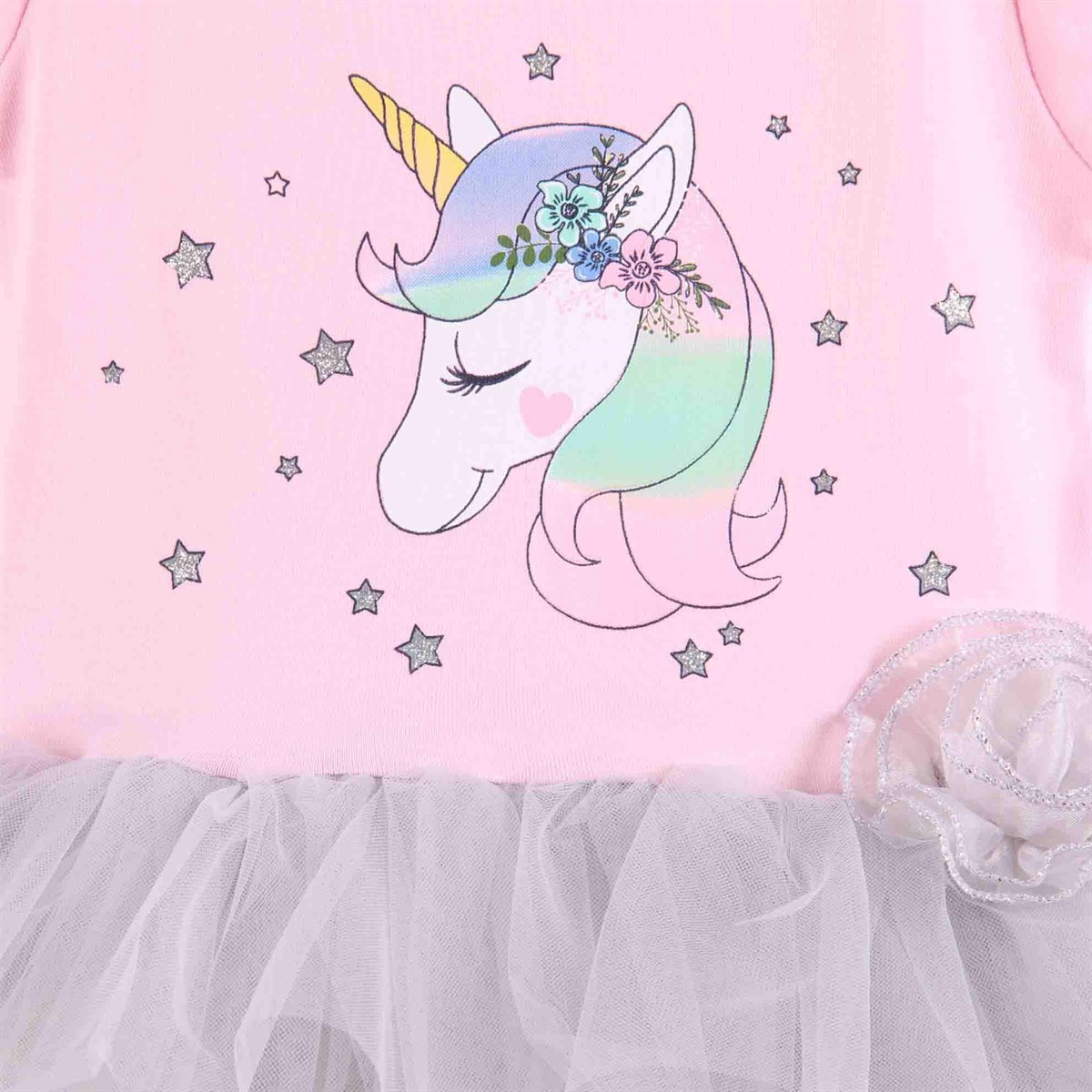 Kısa Kol Elbise ModelleriBREEZE12339-92Unicornlu Elbise