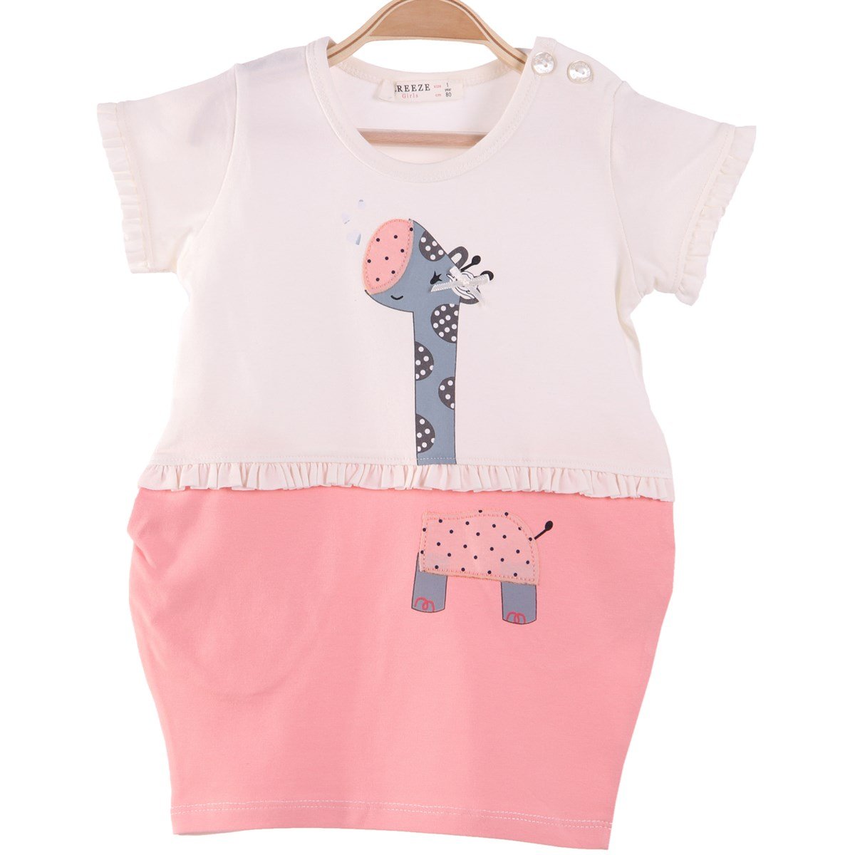 Kısa Kol Elbise ModelleriBREEZE10275-215Zürafalı Tunik Elbise