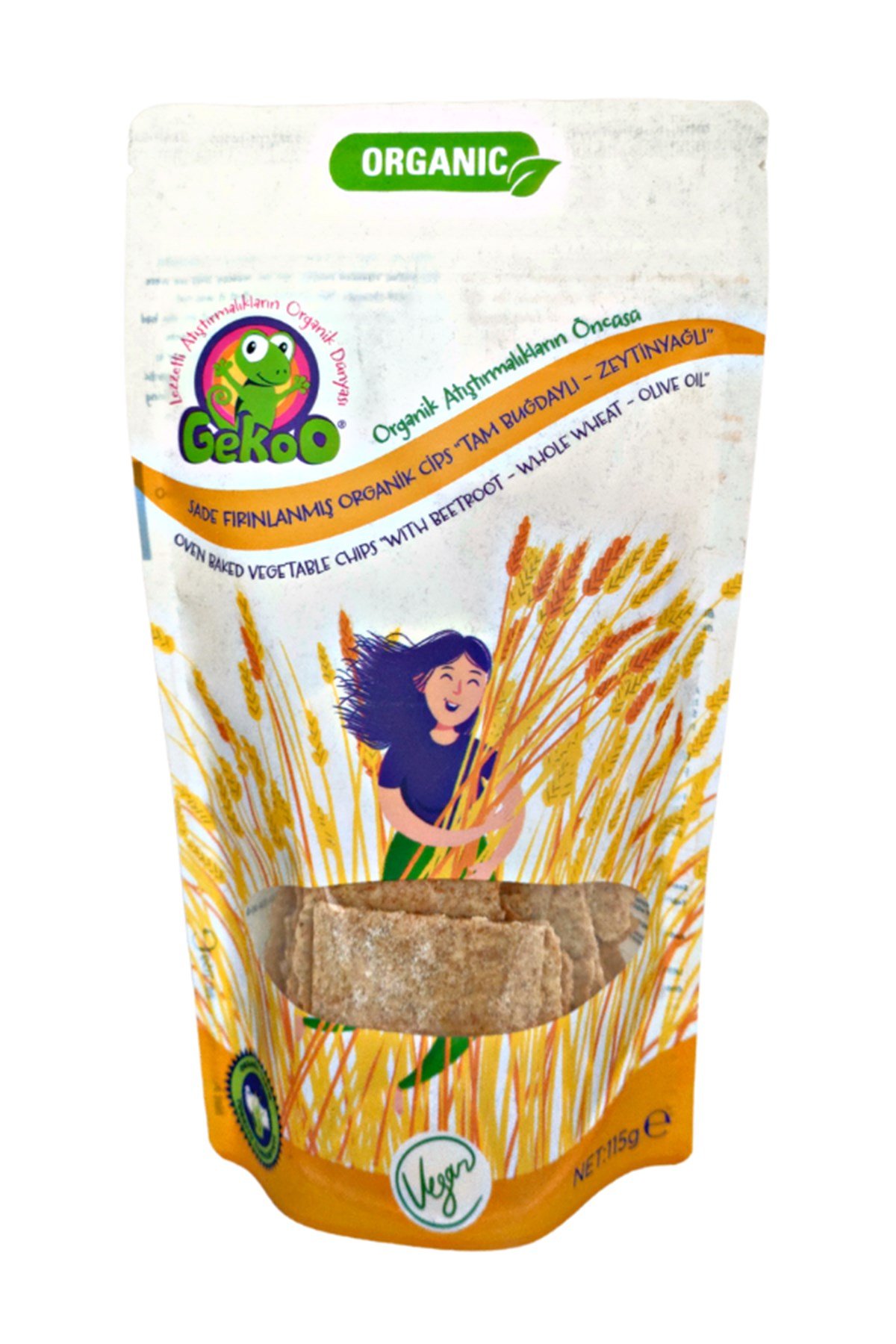 GEKOO ORGANİK FIRINLANMIŞ SADE CİPS TAM BUĞDAY-ZEYTİNYAĞLI 115g