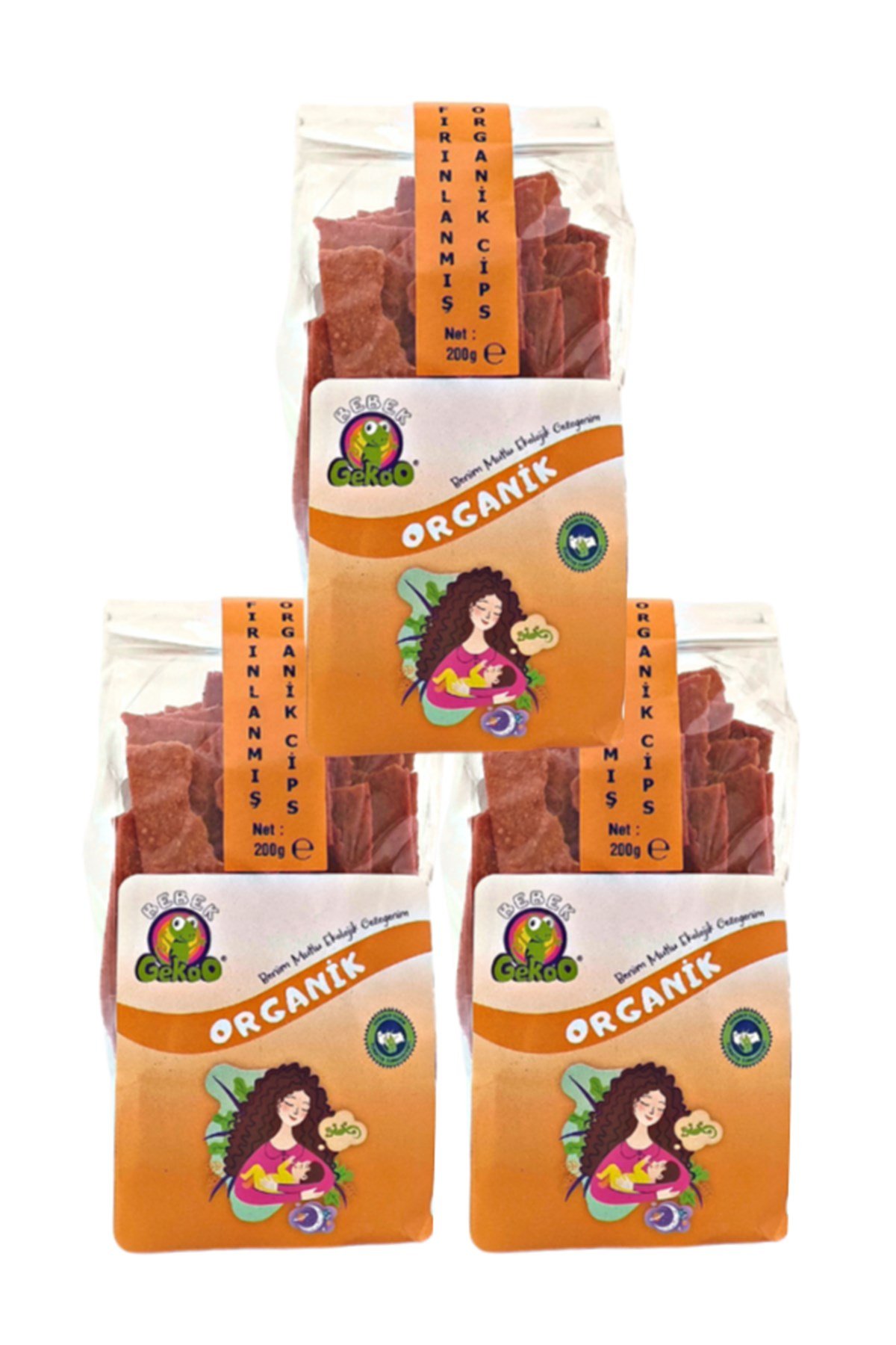 Gekoo Organik Sebzeli Fırınlanmış Cips Pancar-Soğan-Zeytinyağlı 200G- 3'Lü